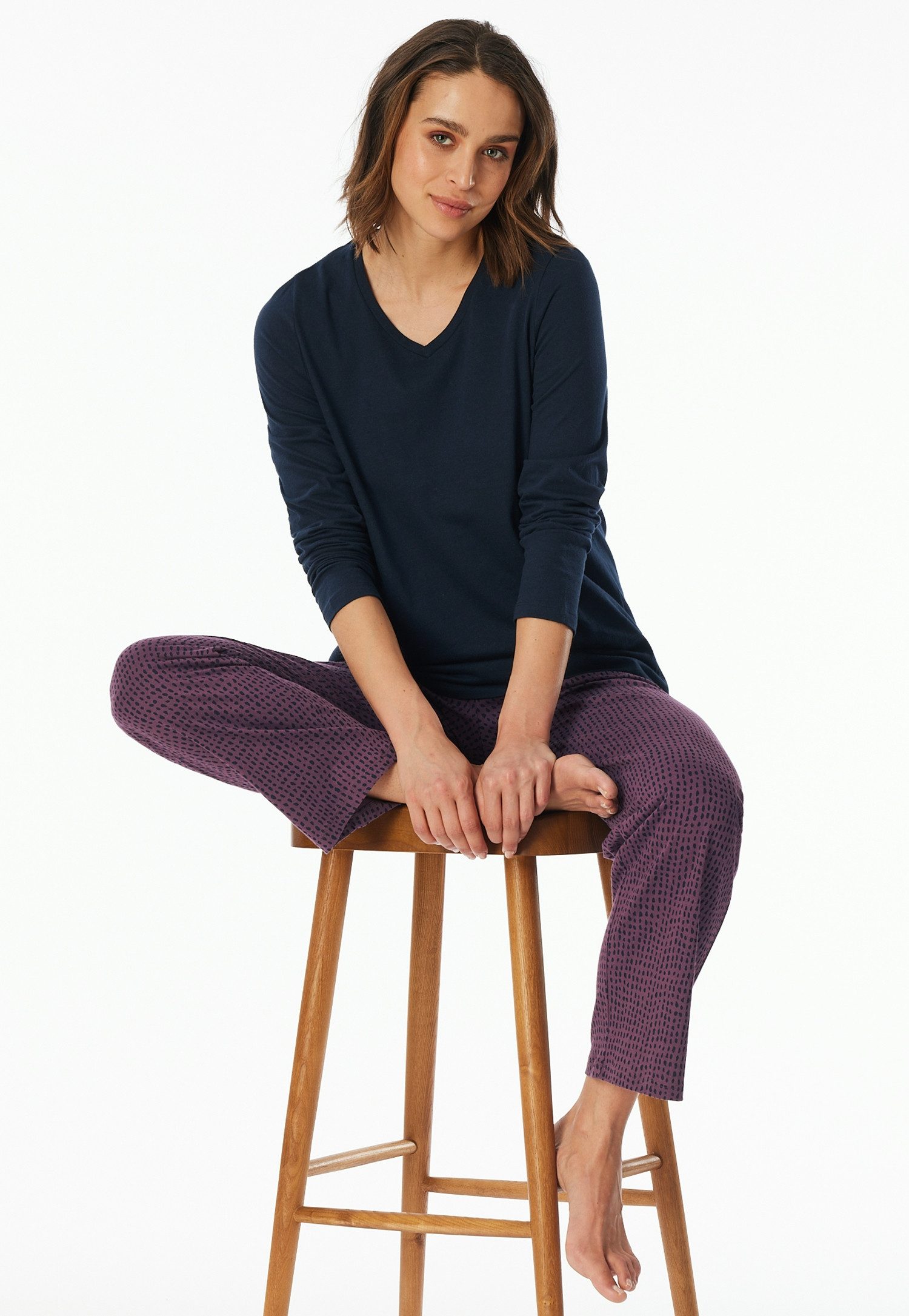 uncover by SCHIESSER Pyjama UNCOVER Nightwear Katoen, single jersey kwaliteit, lange mouwen, comfortabel, ademend (2-delig)