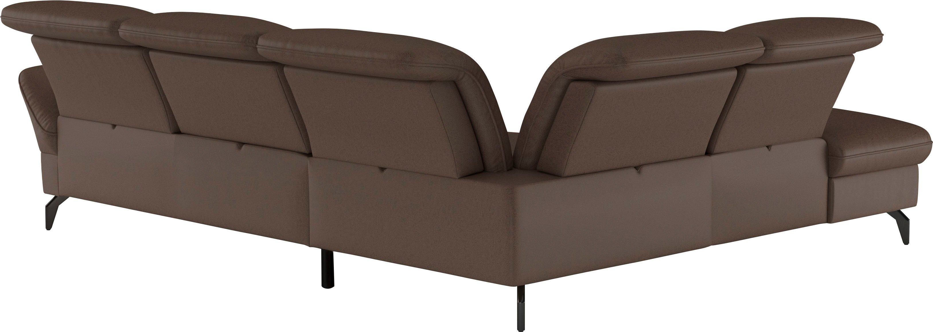 sit&more Hoekbank Leandro L-vorm Naar keuze met bed, hoofdbord en armleuningfunctie, en bergruimte