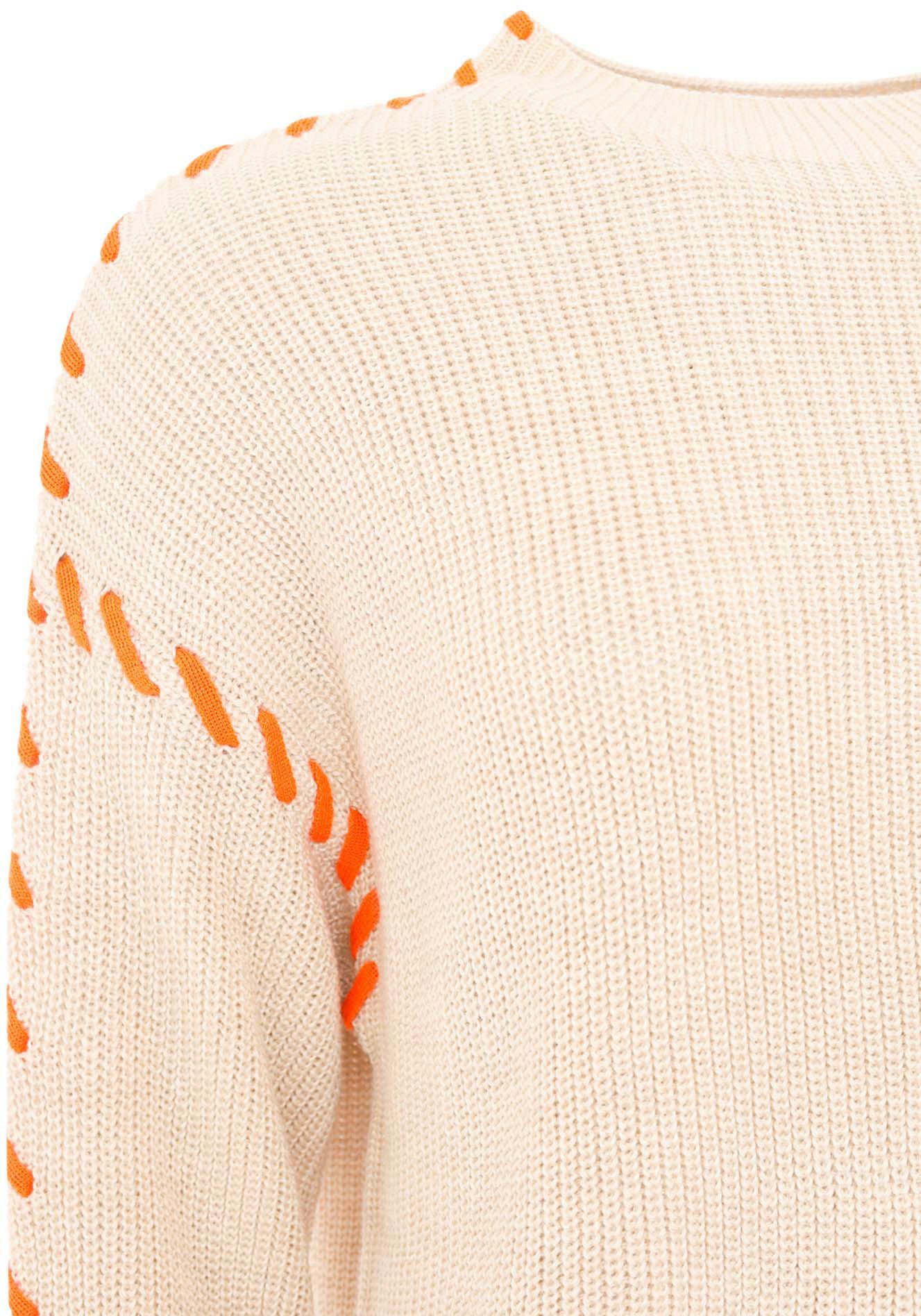 Zwillingsherz Gebreide trui Stitching met contrasterende naden en hart, met wolpercentage