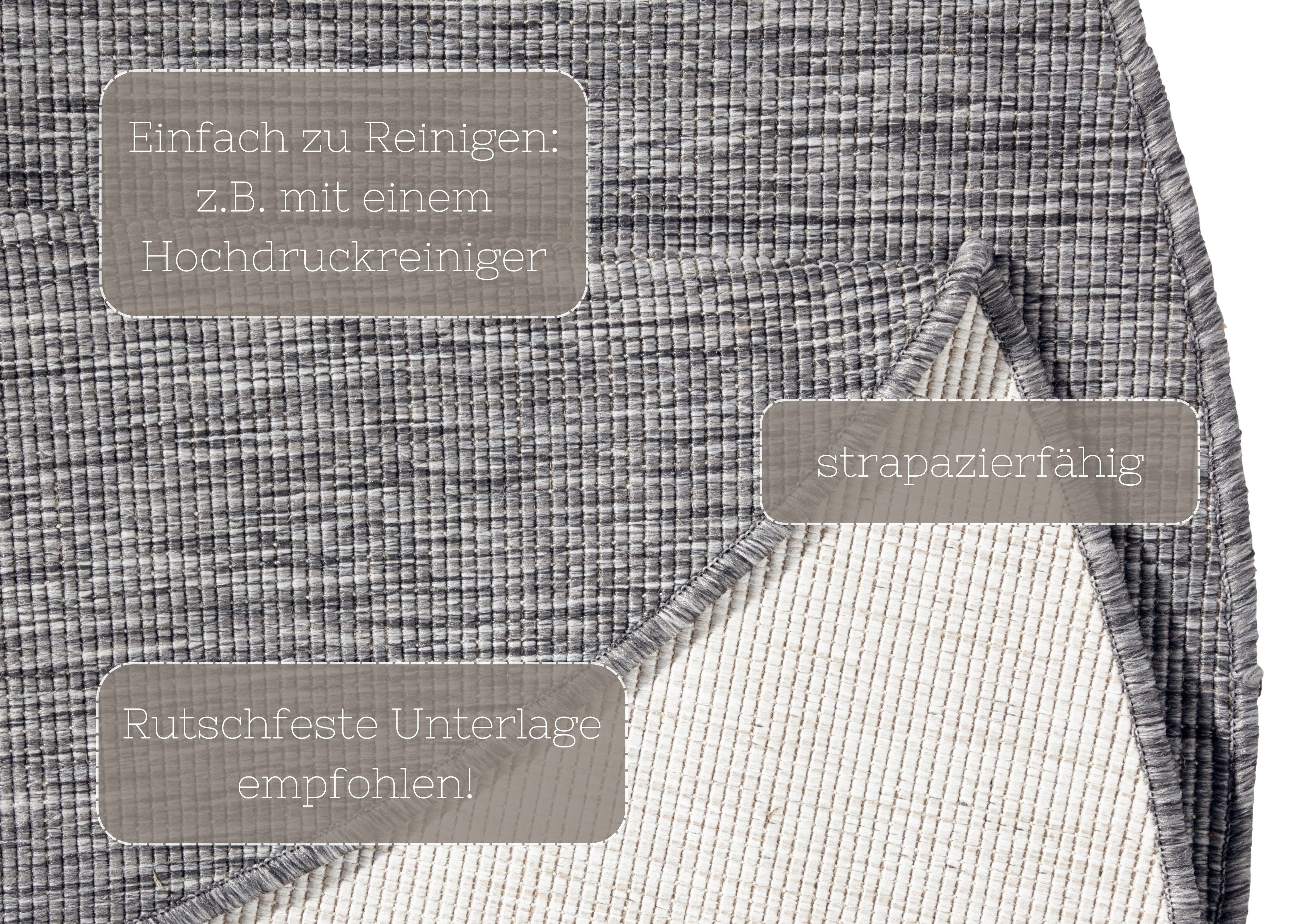 NORTHRUGS Vloerkleed Miami omkeerbaar tapijt Geschikt voor binnen en buiten, weerbestendig, balkon, tuin, woonkamer, waterbestendig