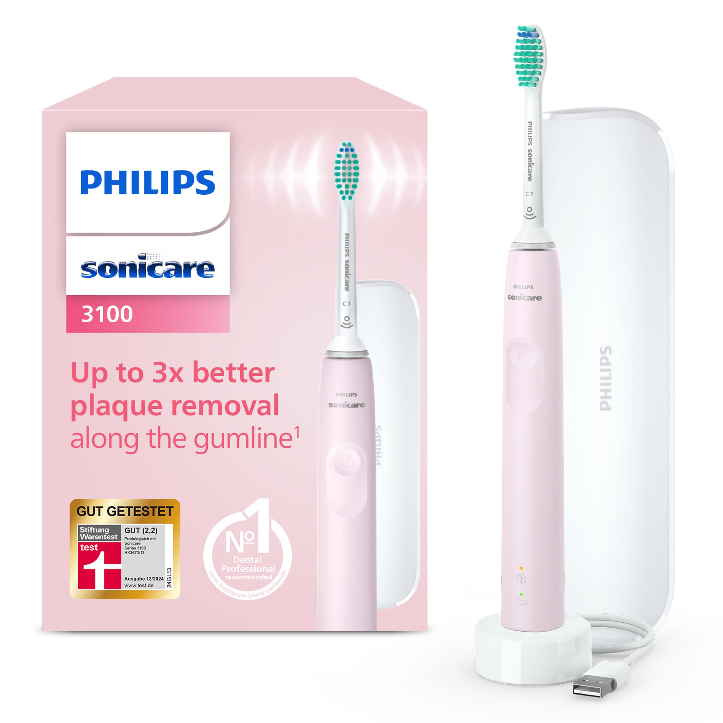 Philips Sonicare Elektrische tandenborstel Series 3100 HX3673 met sonische technologie, 4 kwadranten timer en 2 minuten timer