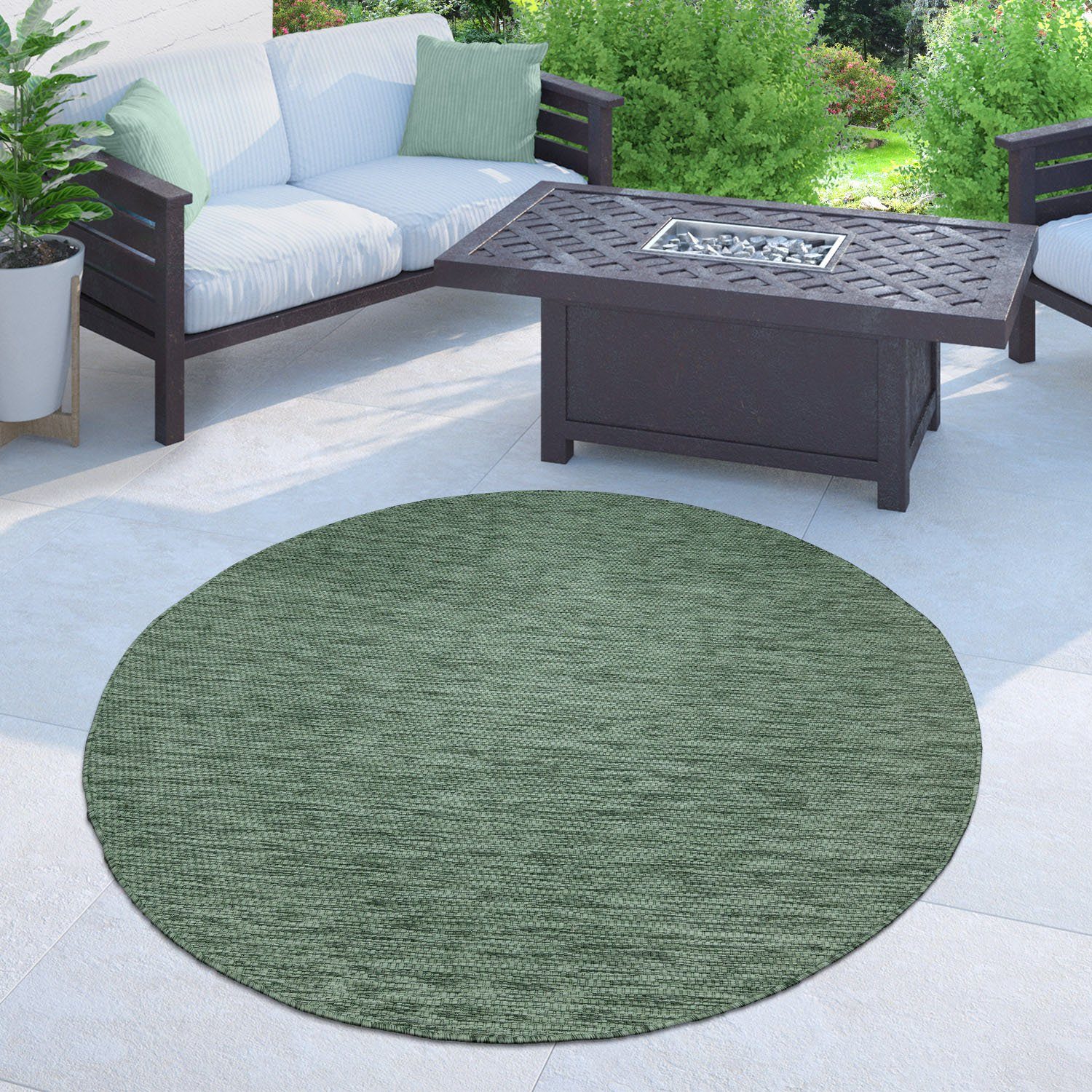 Bruno Banani Vloerkleed Venezia Platweefsel, sisal-look, mêlee, uv-bestendig, geschikt voor buiten