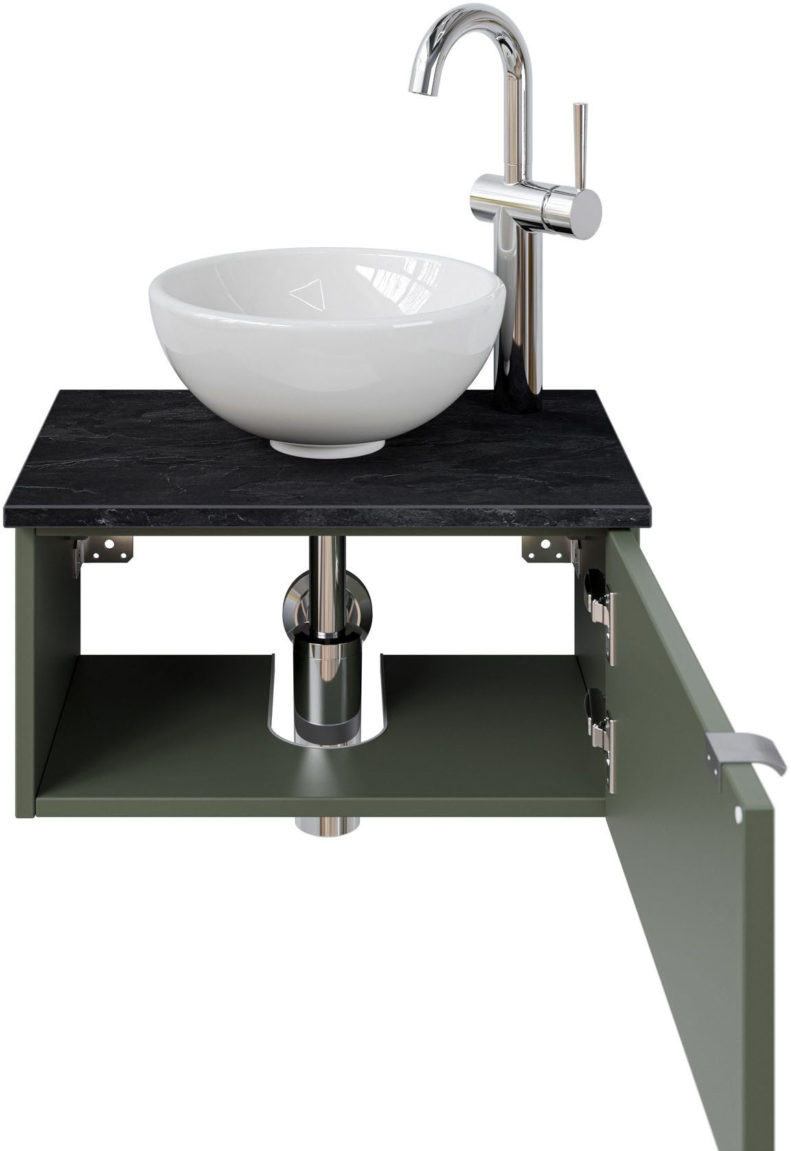 Saphir Wastafelonderkast Serie 6915 wastafel met onderkast voor gastenbadkamer, tweede toilet (3-delig)