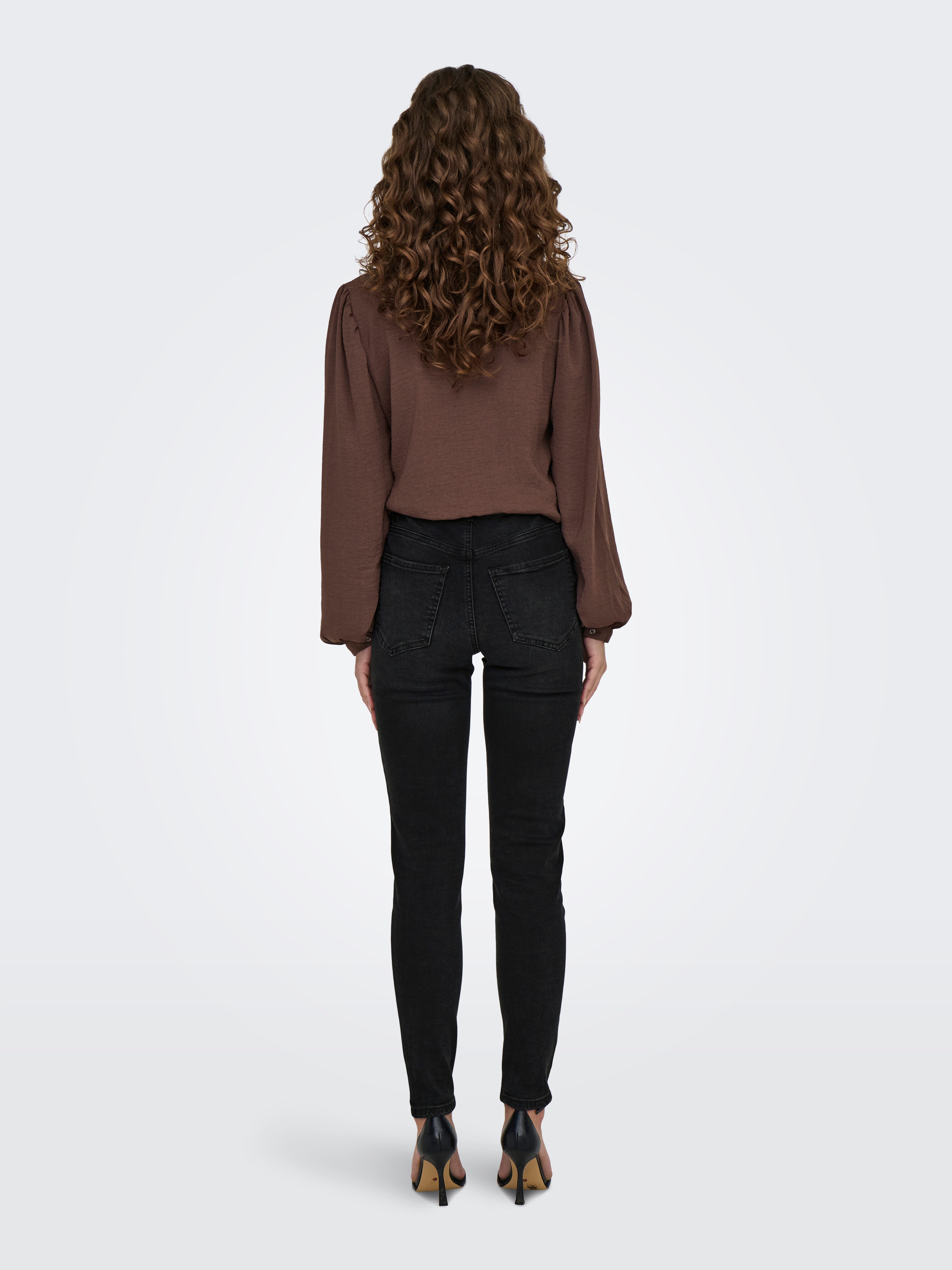 JDY Skinny fit jeans JDYFINA MW SKINNY ANKLE JNS BLK DNM NOOS
