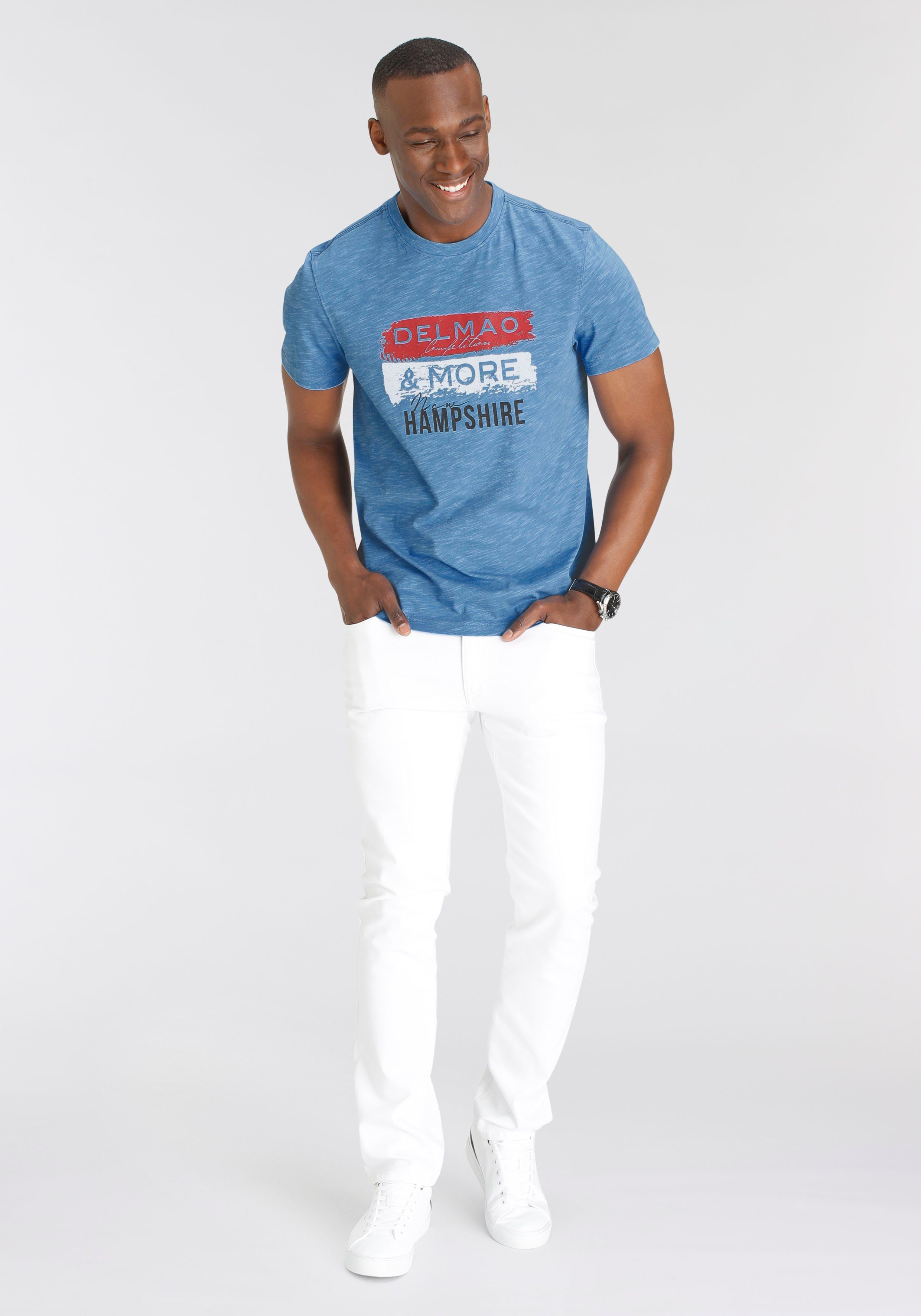 DELMAO T-shirt Korte mouw, bedrukt, ronde hals, van katoen en polyester