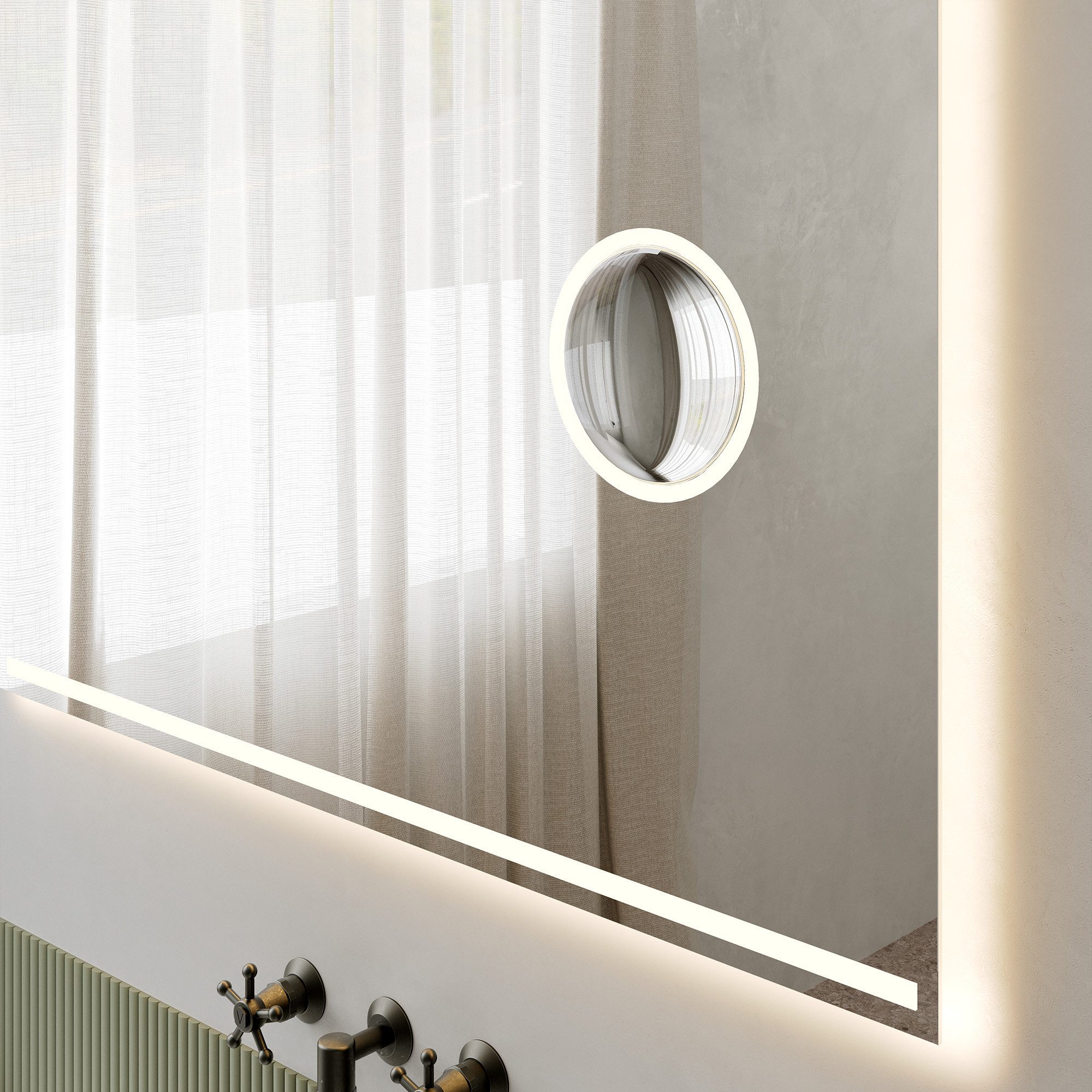 Loevschall Badspiegel Focus, spiegel met verlichting, geïntegreerde make-up spiegel