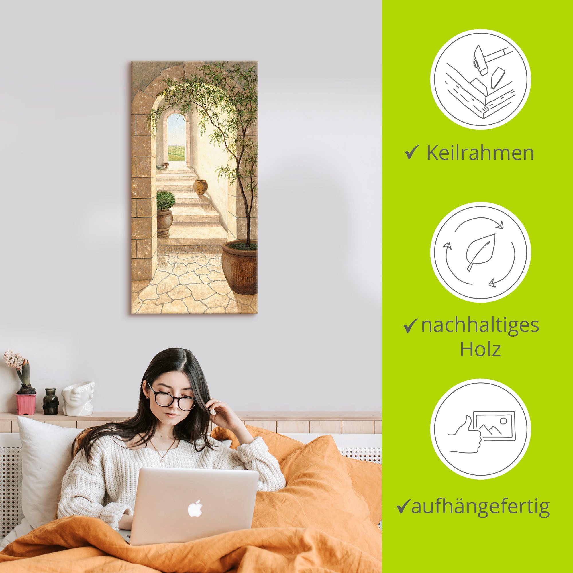 Artland Artprint Toscaanse doorgang als artprint van aluminium, artprint voor buiten, artprint op linnen, poster, muursticker