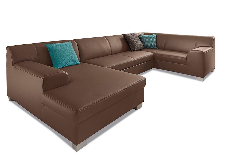 DOMO collection Zithoek Amando U-vorm naar keuze met bedfunctie, stevig zitcomfort, vrij in de ruimte te plaatsen