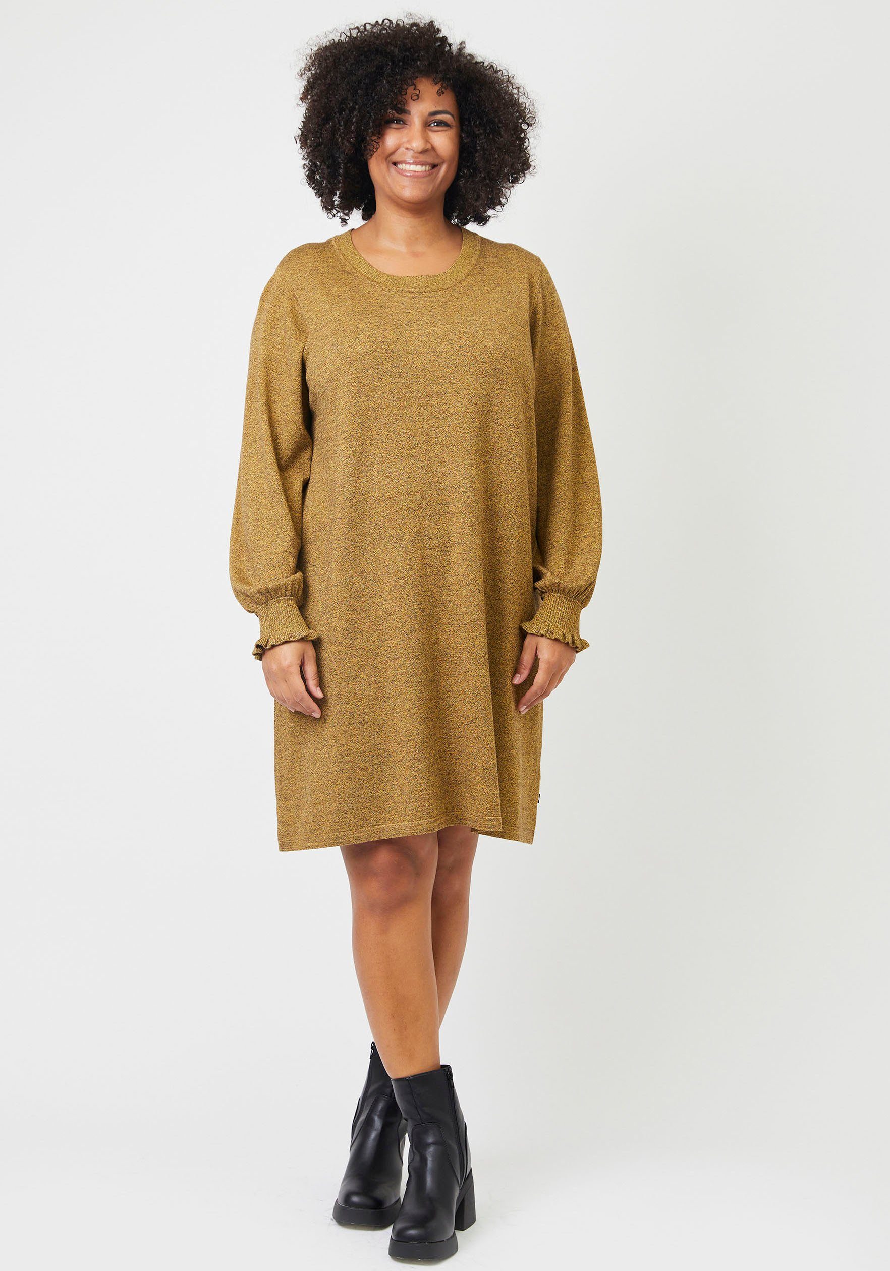 ADIA Sweatjurk AD Knit Dress met ruches aan de mouwen