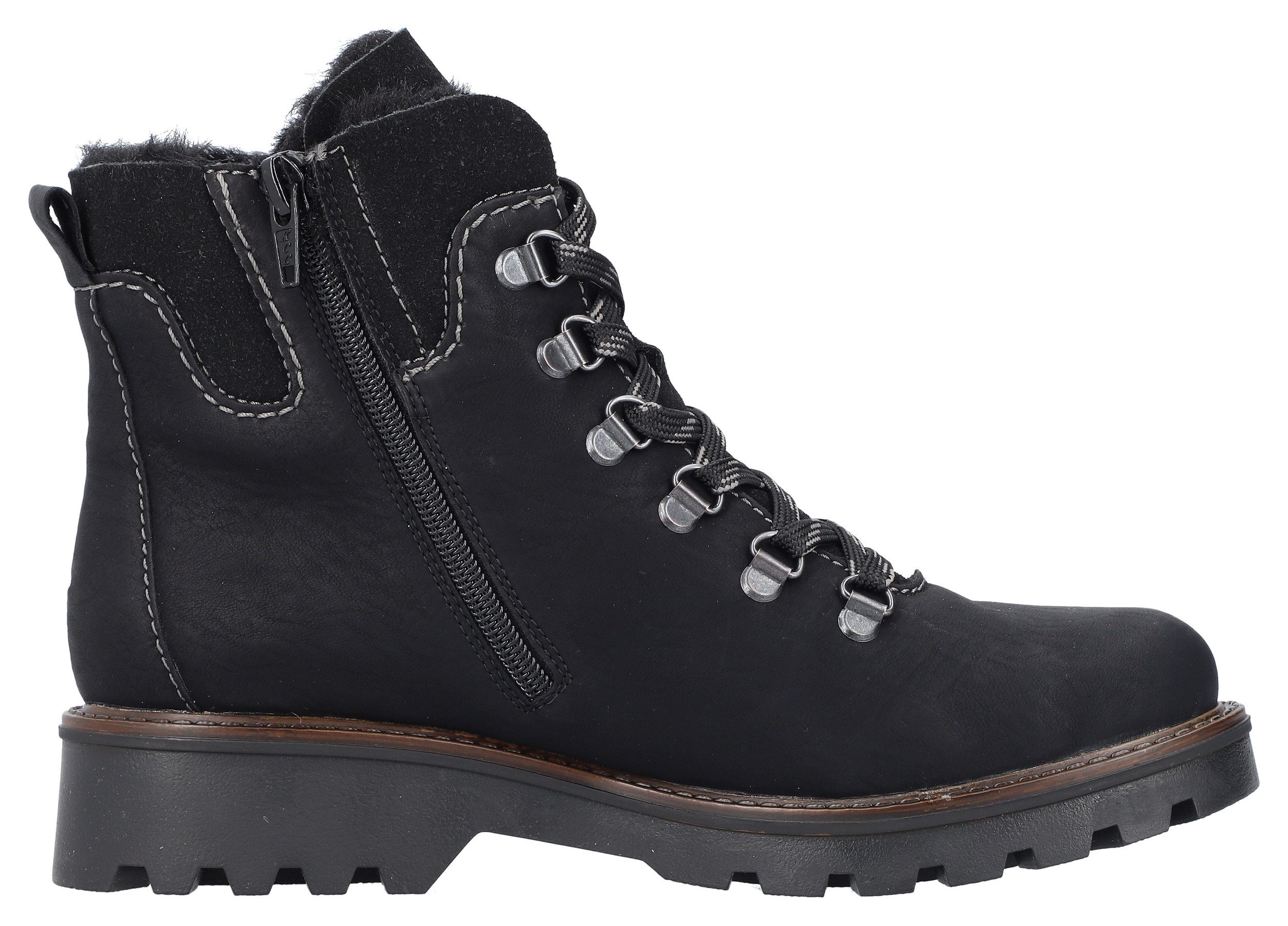 Rieker Winterlaarsjes , veterschoenen, outdoor enkellaars, bergbeklimmer-look, met warme voering