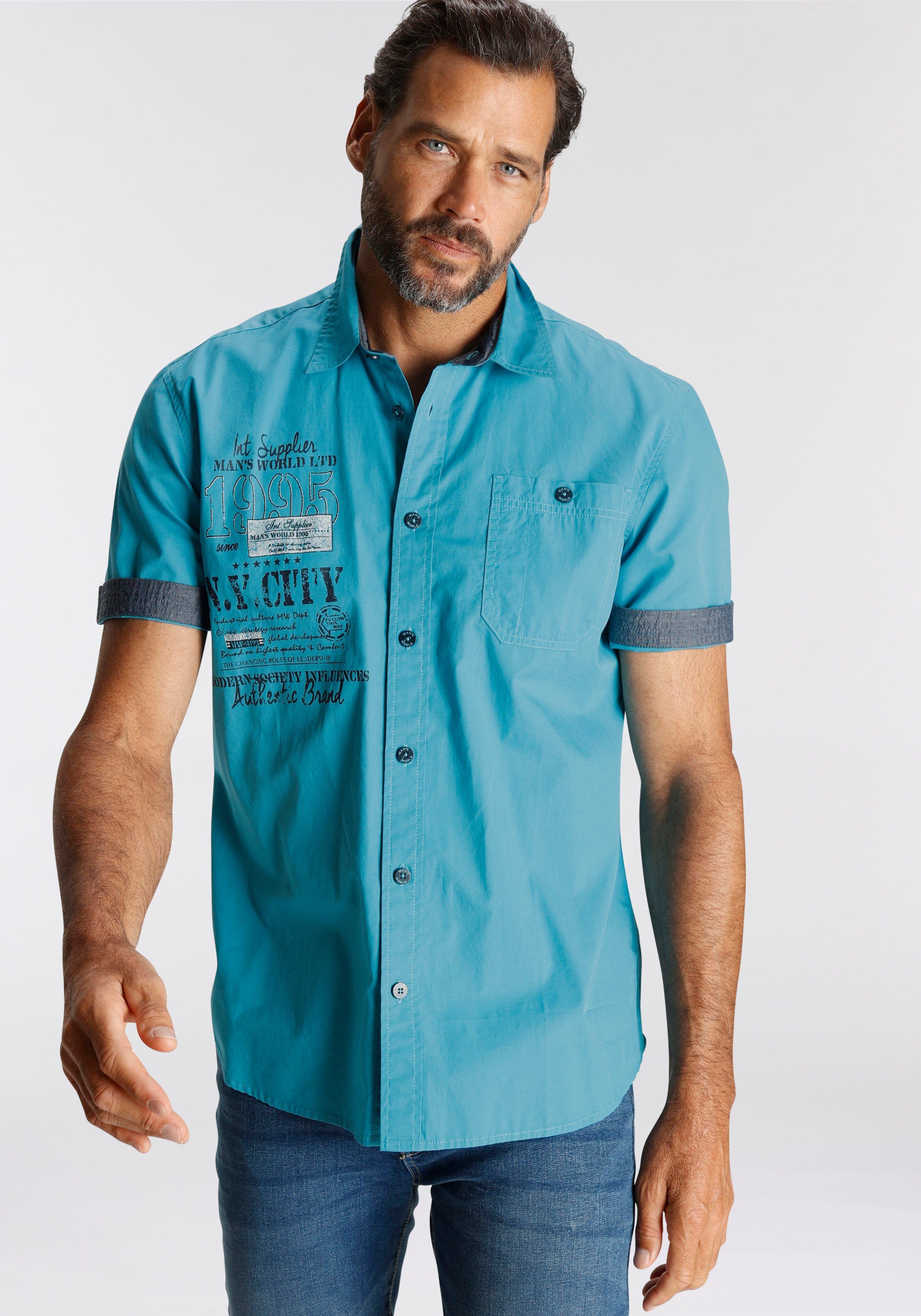 Man's World Overhemd met korte mouwen met print