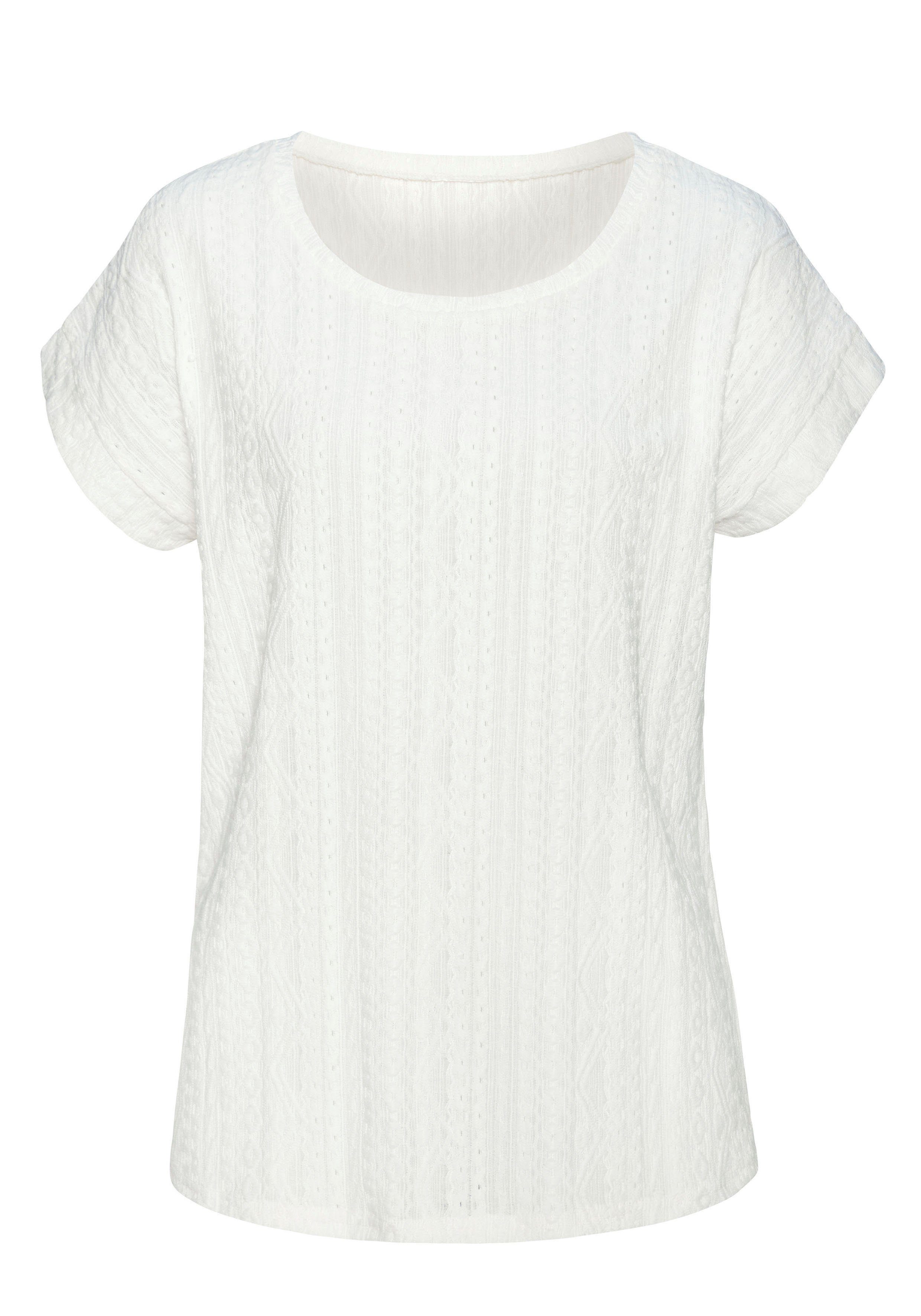 Vivance Shirt met korte mouwen Met modieus jacquardpatroon in een gemakkelijk te onderhouden kwaliteit (2-delig, Set van 2)