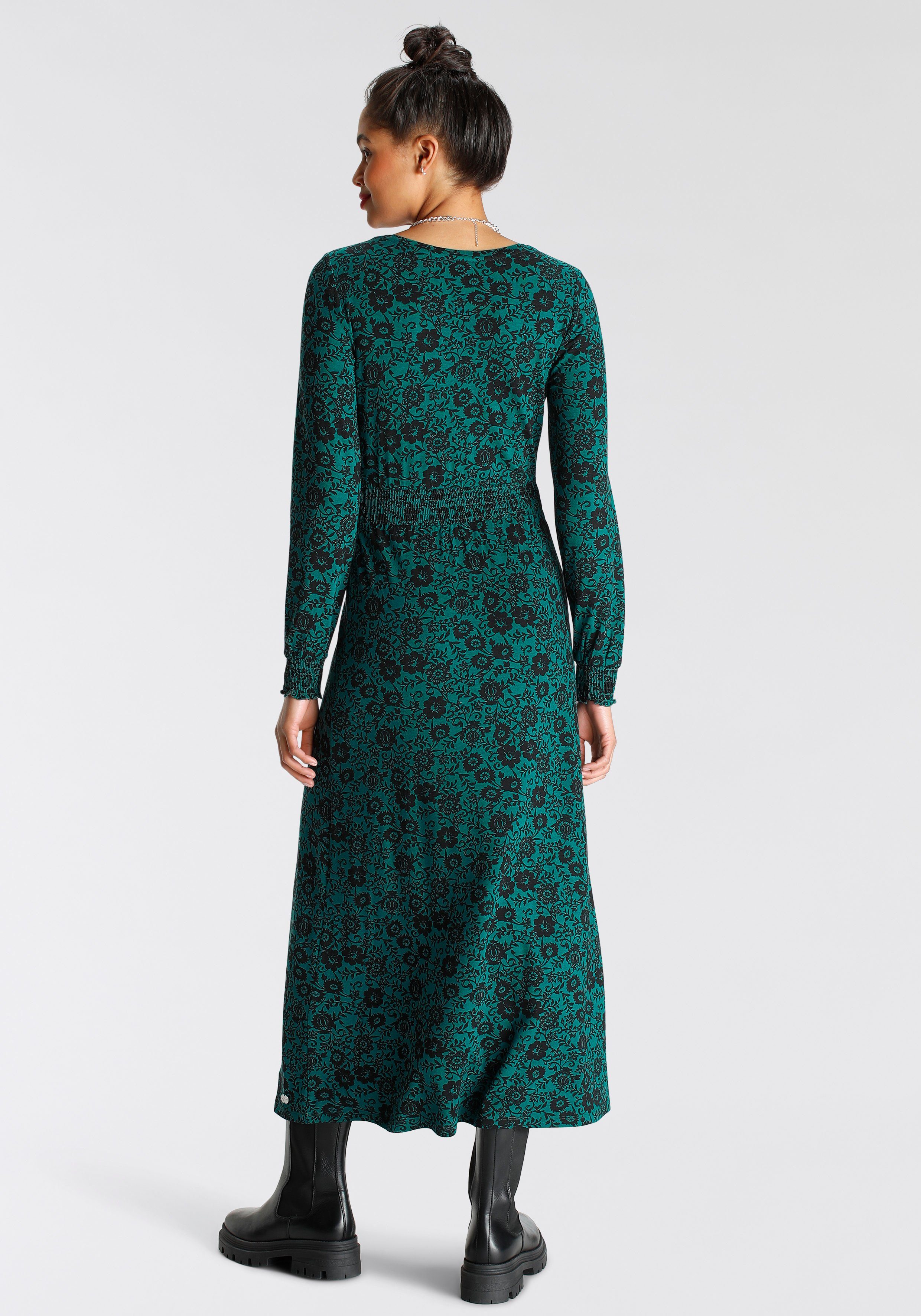Tamaris Maxi-jurk figuurvolgend, van jersey, lange mouwen, met ronde hals