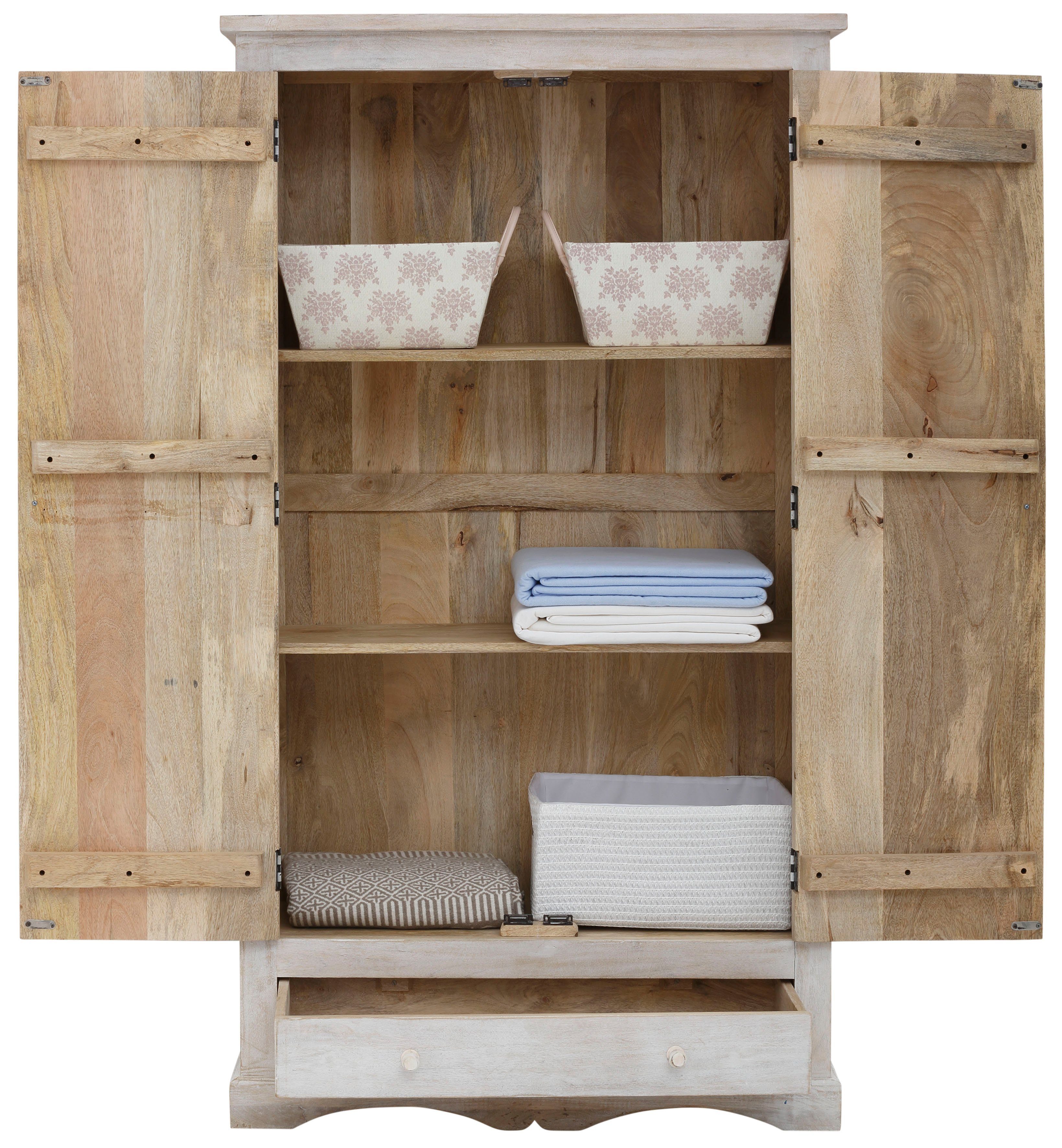 Home affaire Draaideurkast Landor Kast, mangohout, 2 losse planken, lade, breedte 100 cm