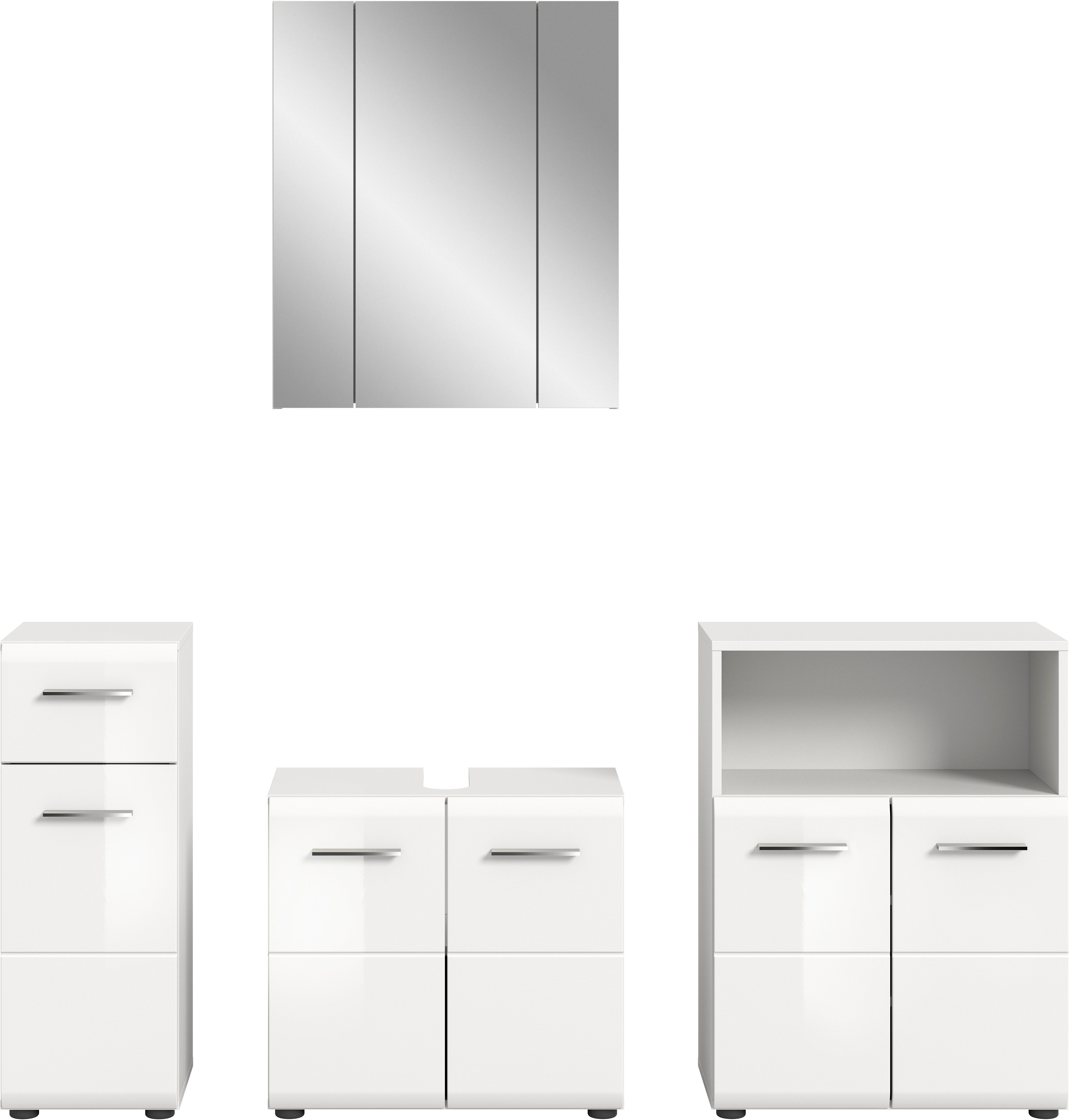 INOSIGN Badmeubelset FLORENZ, TOPSELLER!, 4-delige badcombinatie, hoogwaardige MDF-front badmeubelsets wit