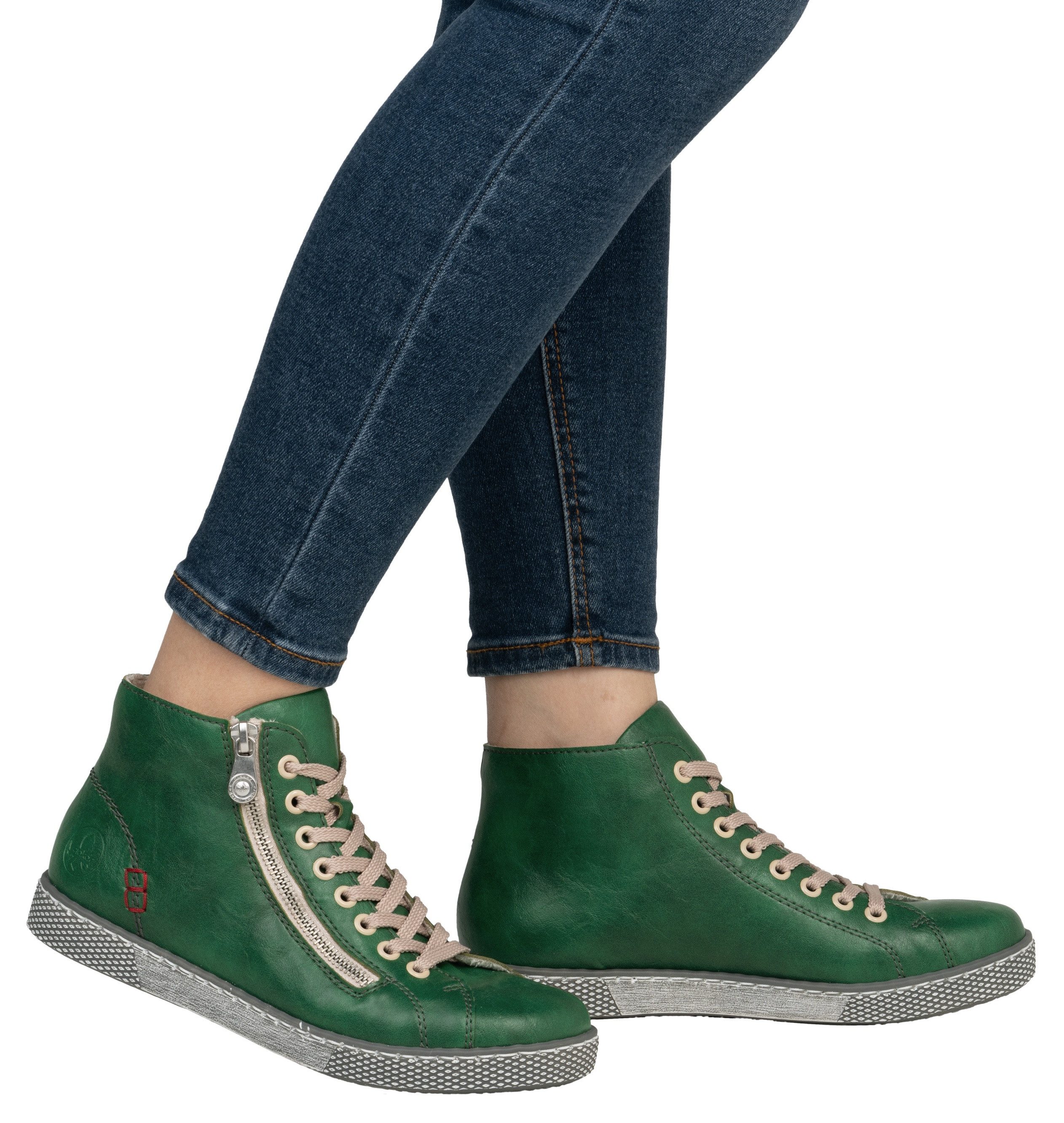 Rieker Hoge veterschoenen , veterschoen, casual laarzen met rits aan de buitenkant