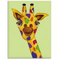 artland print op glas veelkleurige giraf (1 stuk) groen