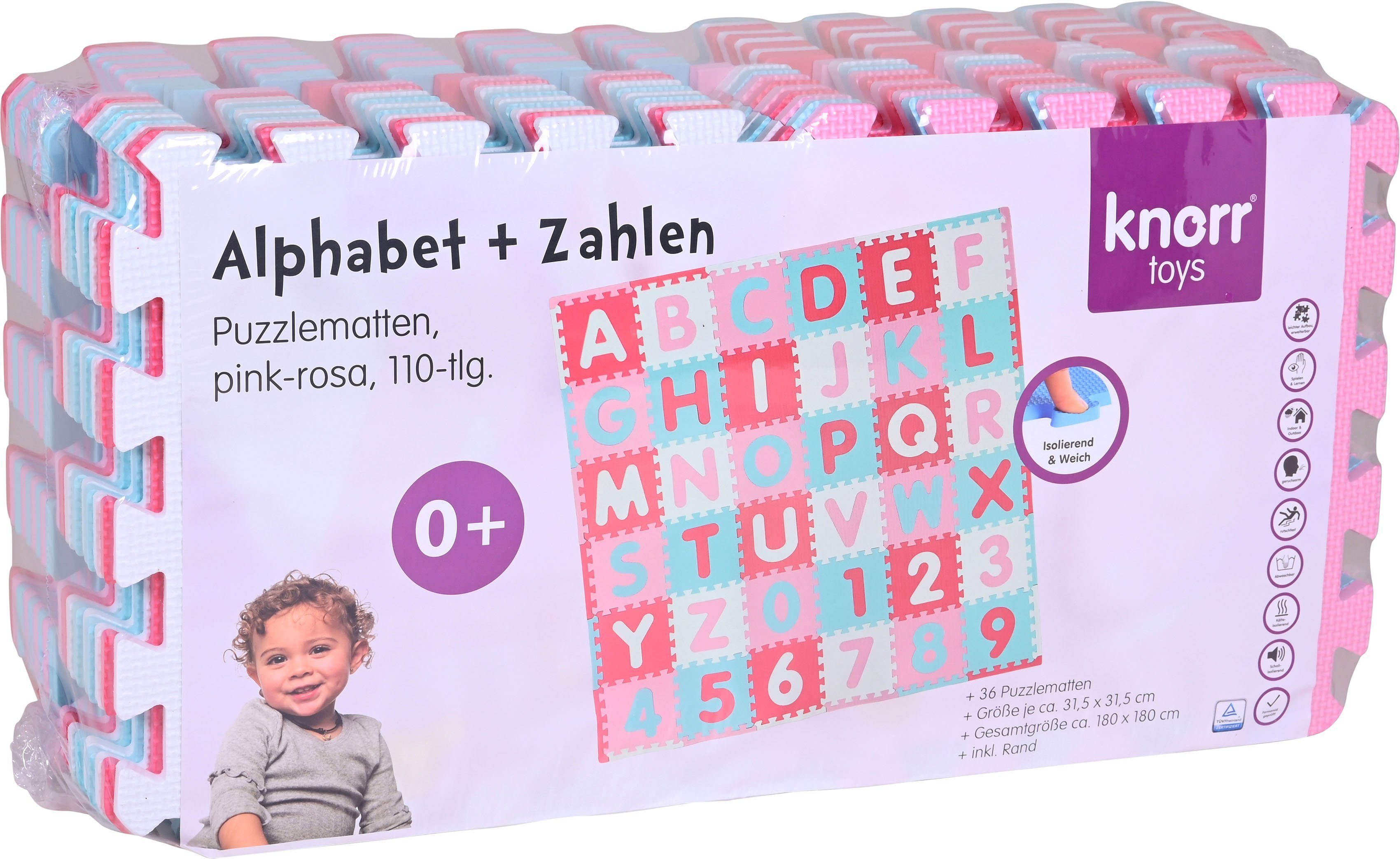 Knorrtoys® Puzzel Alfabet + getallen, pink-roze