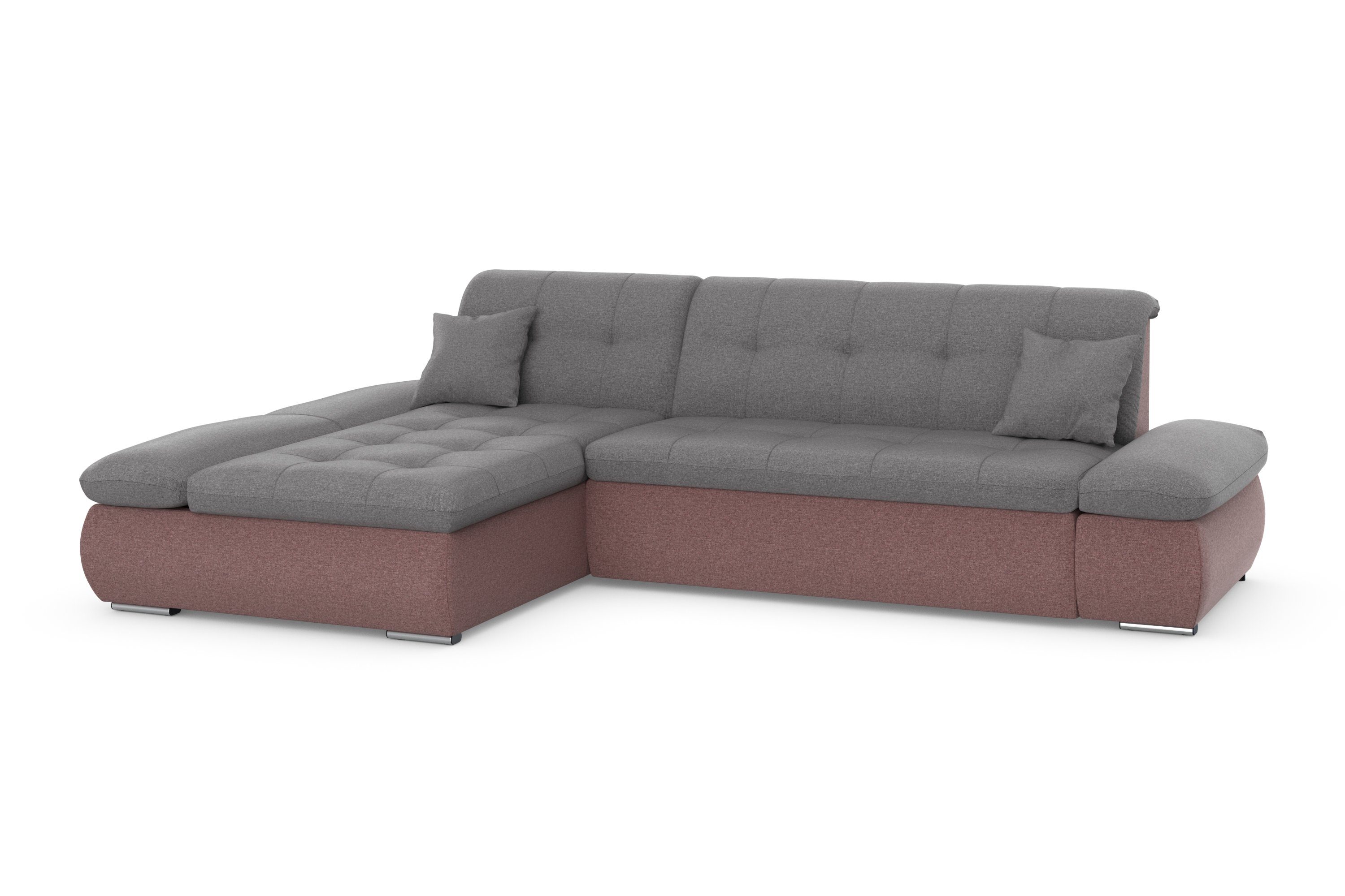 DOMO collection Hoekbank Moric, L-vorm, XXL-bank - Breedte 300cm keuze met bedfunctie en armleuningverstelling, donkergroen