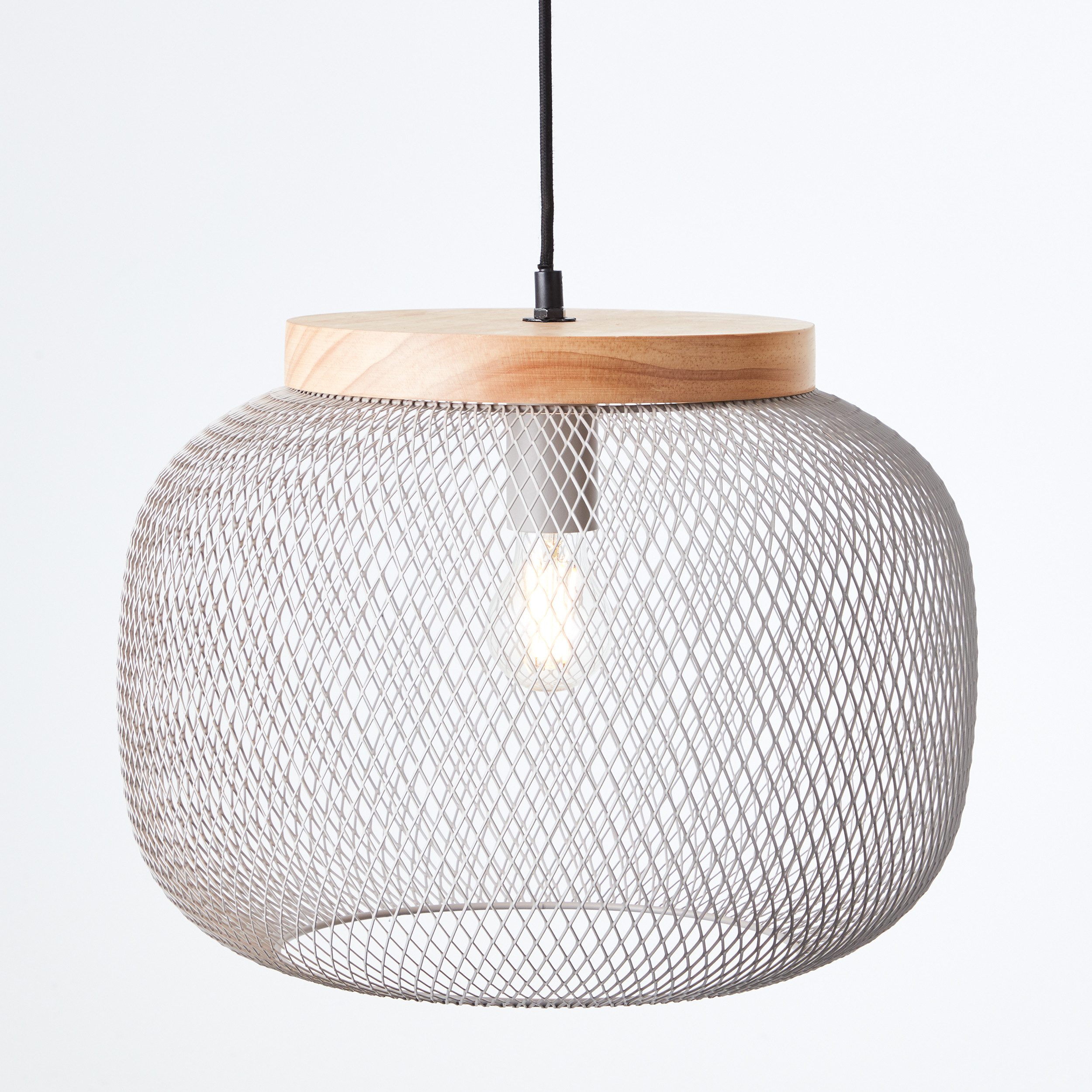 Brilliant Leuchten Hanglamp Giada Hanglamp, 40 cm, E27, inkortbaar, metaal/hout (1 stuk)