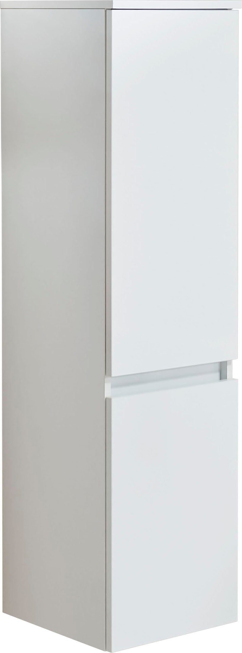 Saphir Halfhoge kast Quickset badkast in wit glans met 2 deuren, 3 glazen legplanken inclusief deurdemper, 35 cm breed, 124,5 cm hoog, grepless,