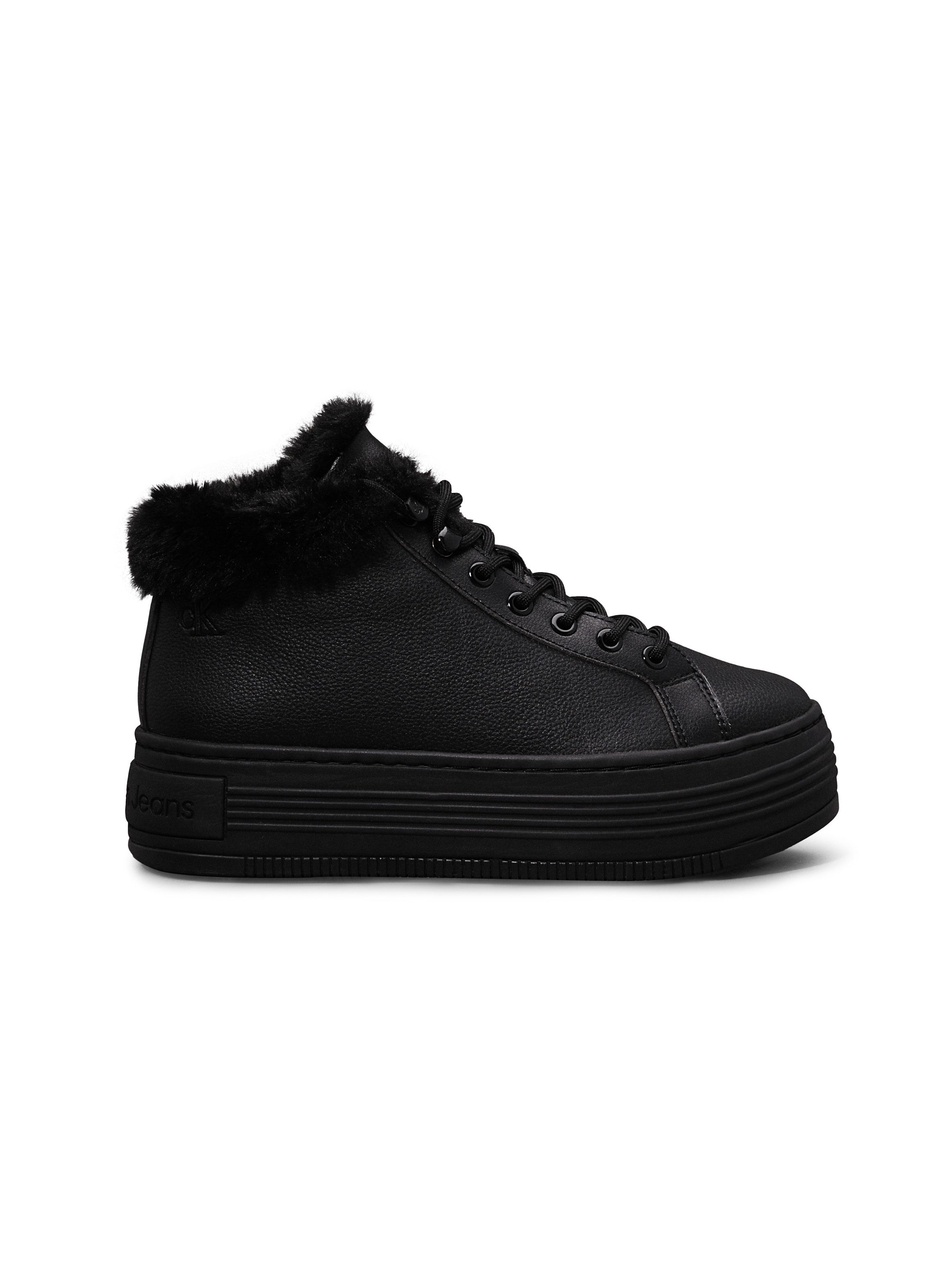 Calvin Klein Winterlaarzen BOLD PLATF LOW LACEUP MG LTH , plateaulaarzen, enkellaarsje, high-top sneaker, logo in de loopzool