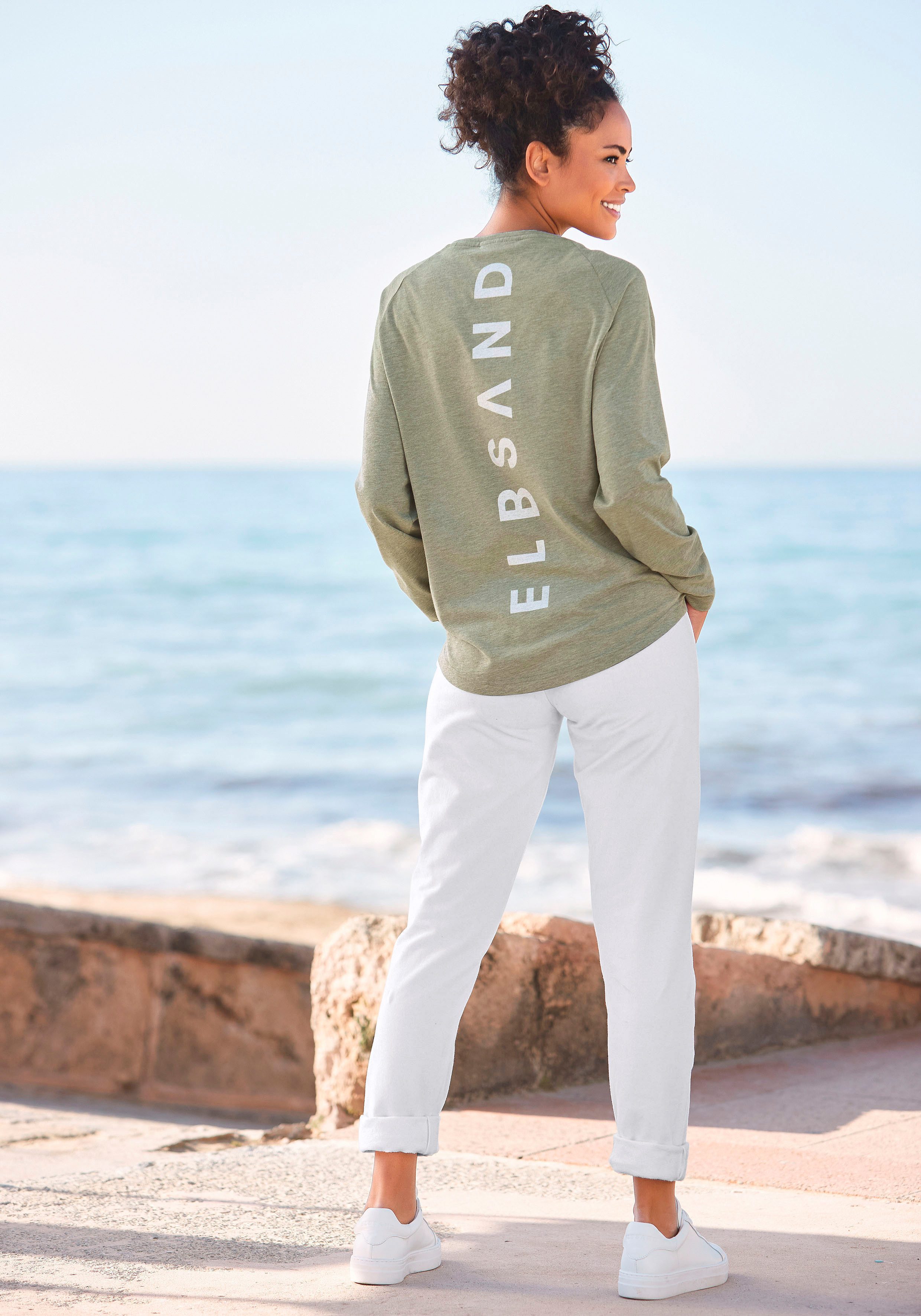 Elbsand Longsleeve Tira met logoprint op de rug, shirt met lange mouwen, sportief-casual