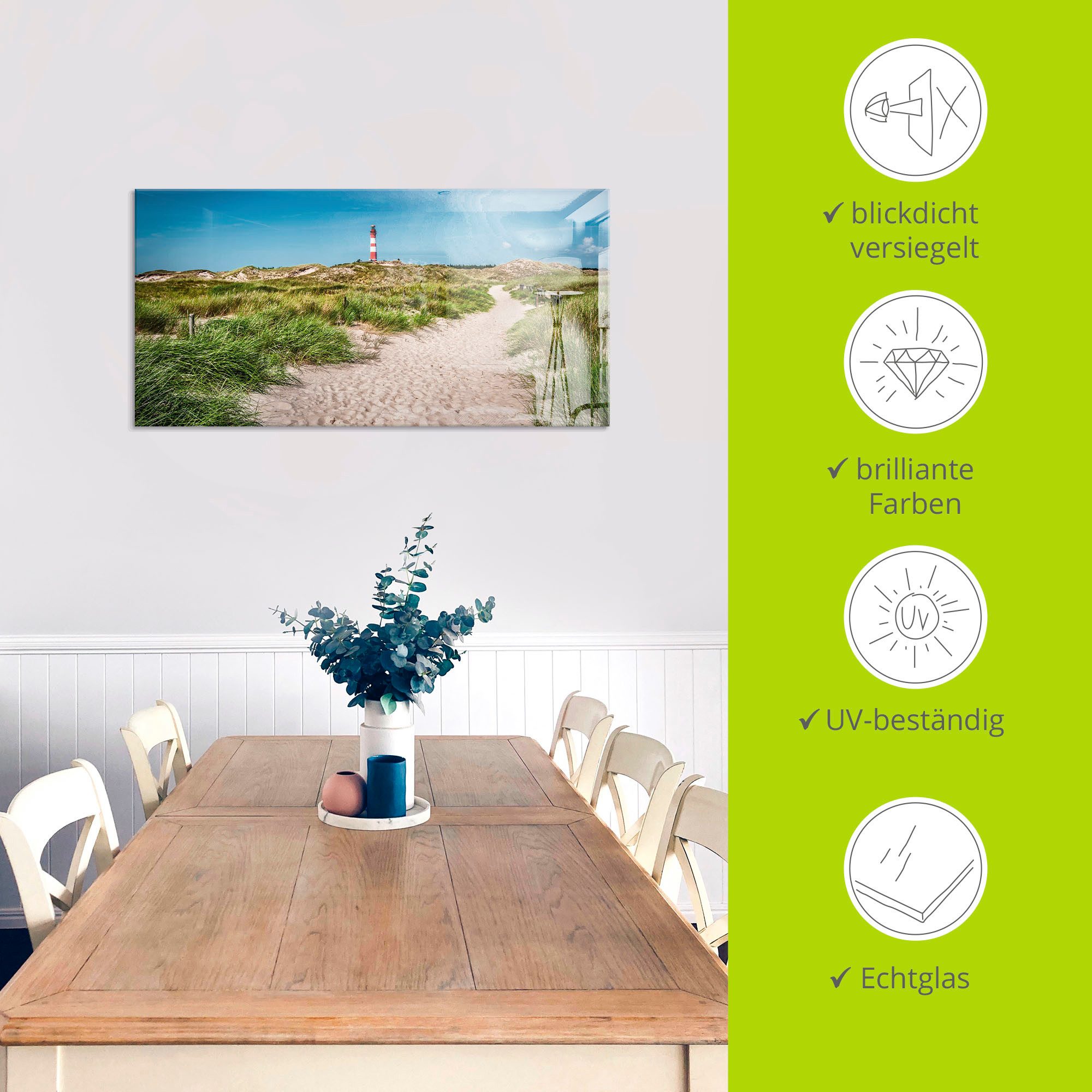 Artland Print op glas Vuurtoren op het eiland Amrum