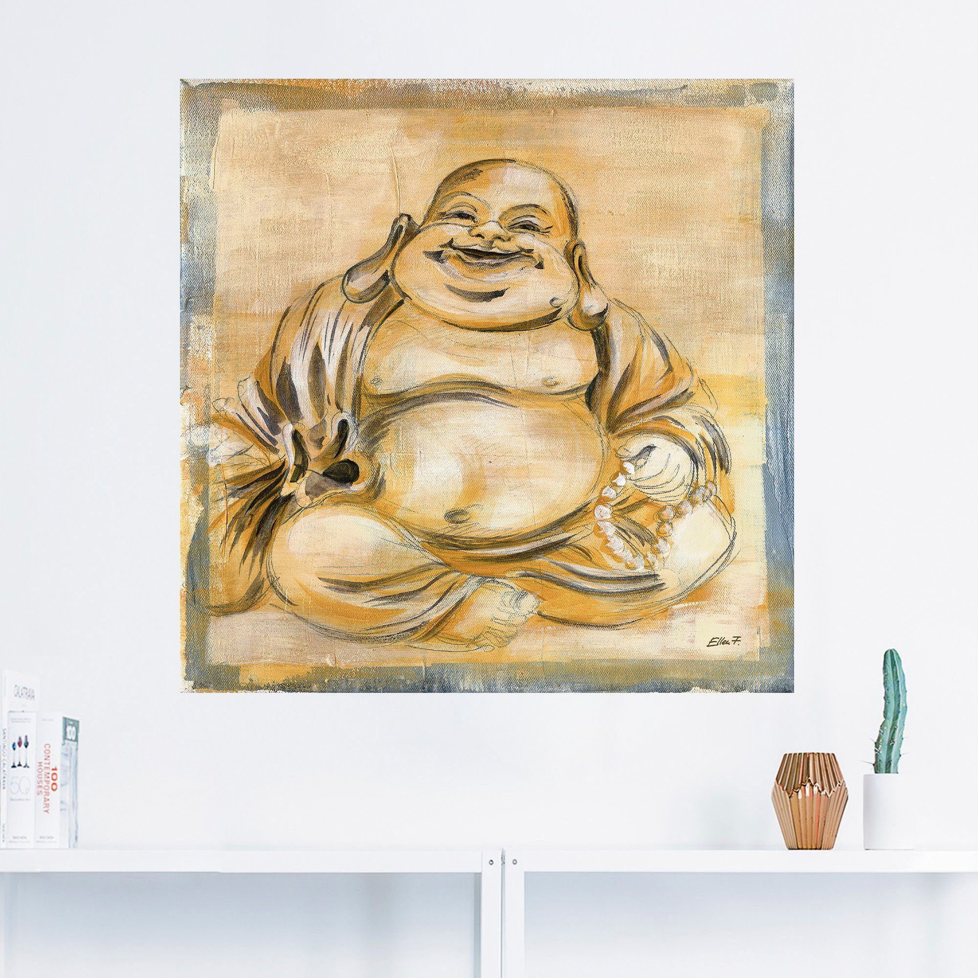 Artland Artprint Vrolijke boeddha I als artprint op linnen, poster, muursticker in verschillende maten