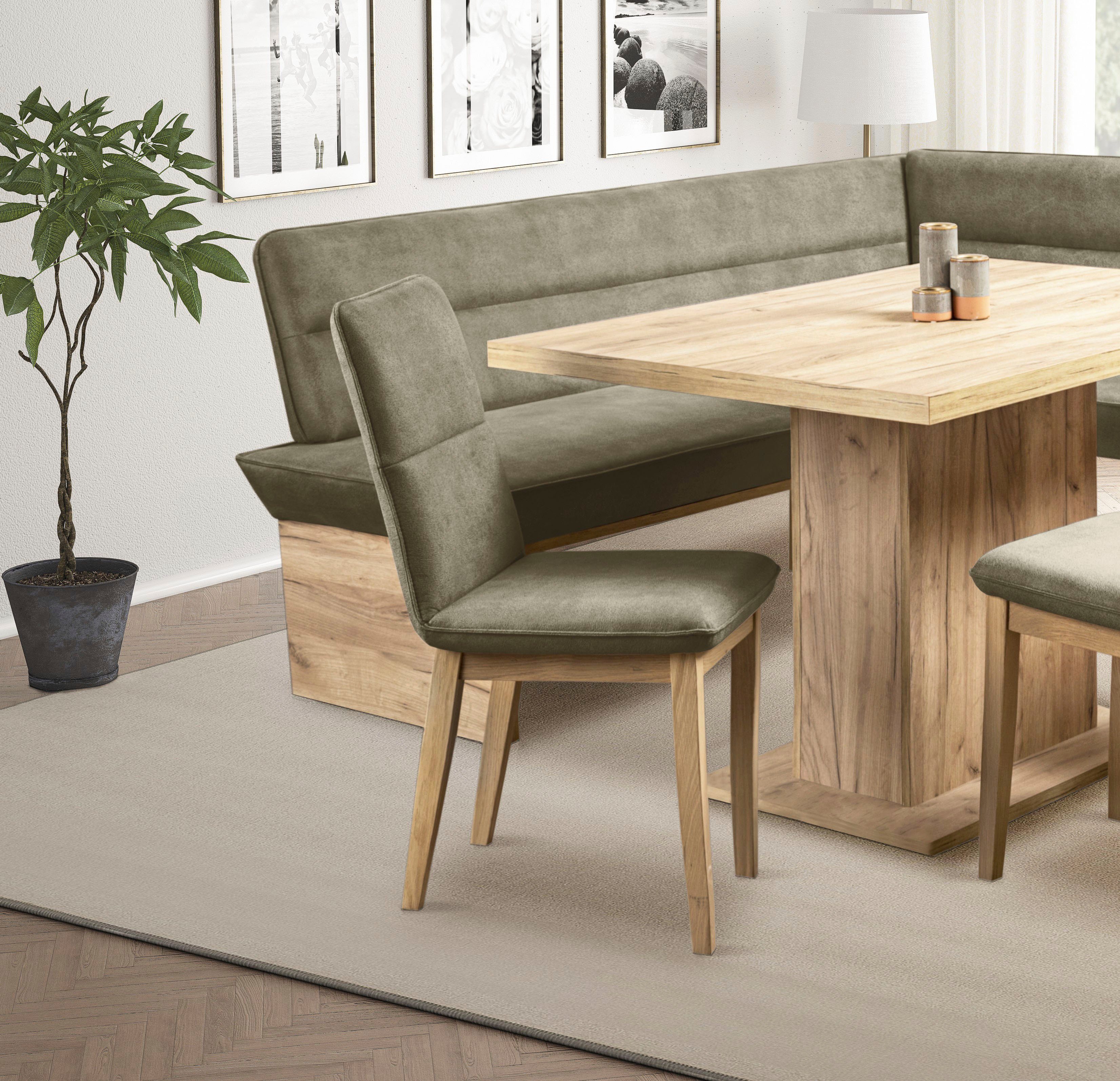 Home affaire Eetkamerstoel Beluna gestoffeerde stoel eetkamer bestseller Frame en poten van massief eiken, modern landhuis (set, 2 stuks)