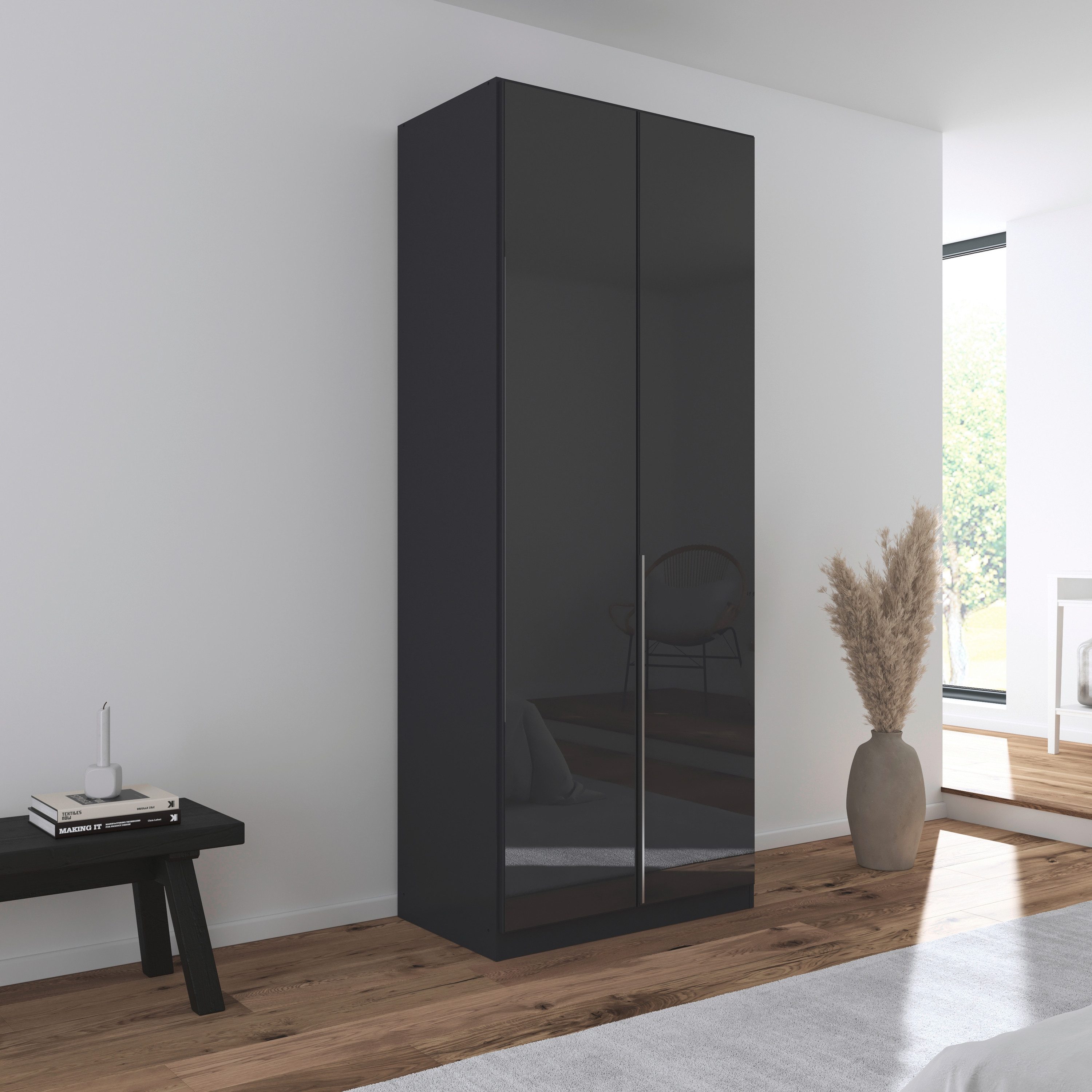 rauch Draaideurkast Kledingkasten kast garderobe AGORDO met glazen front doordachte binnenuitrusting, in 6 breedtes en 2 hoogtes made in germany