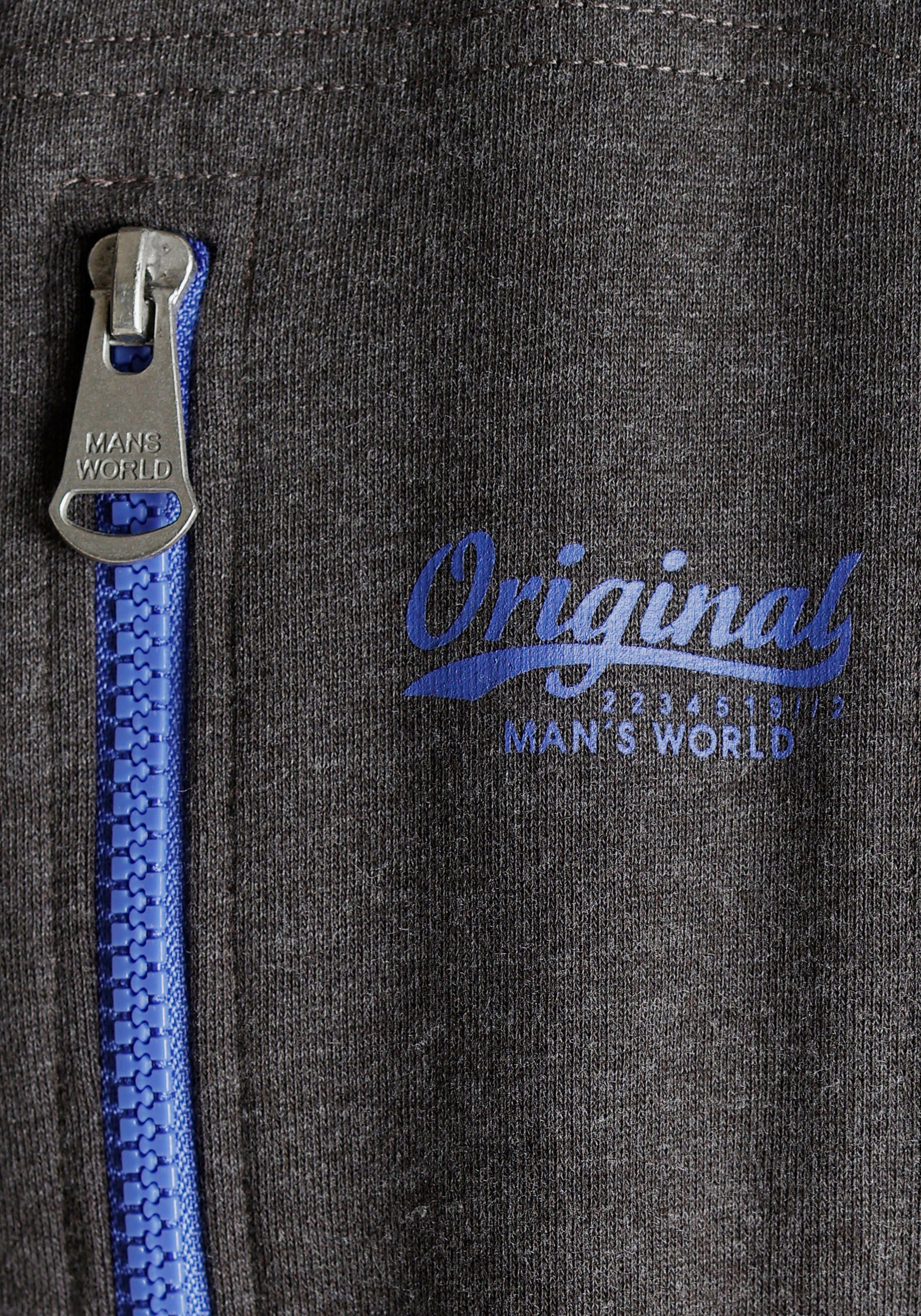 Man's World Sweatvest met contrastkleurige ritssluiting