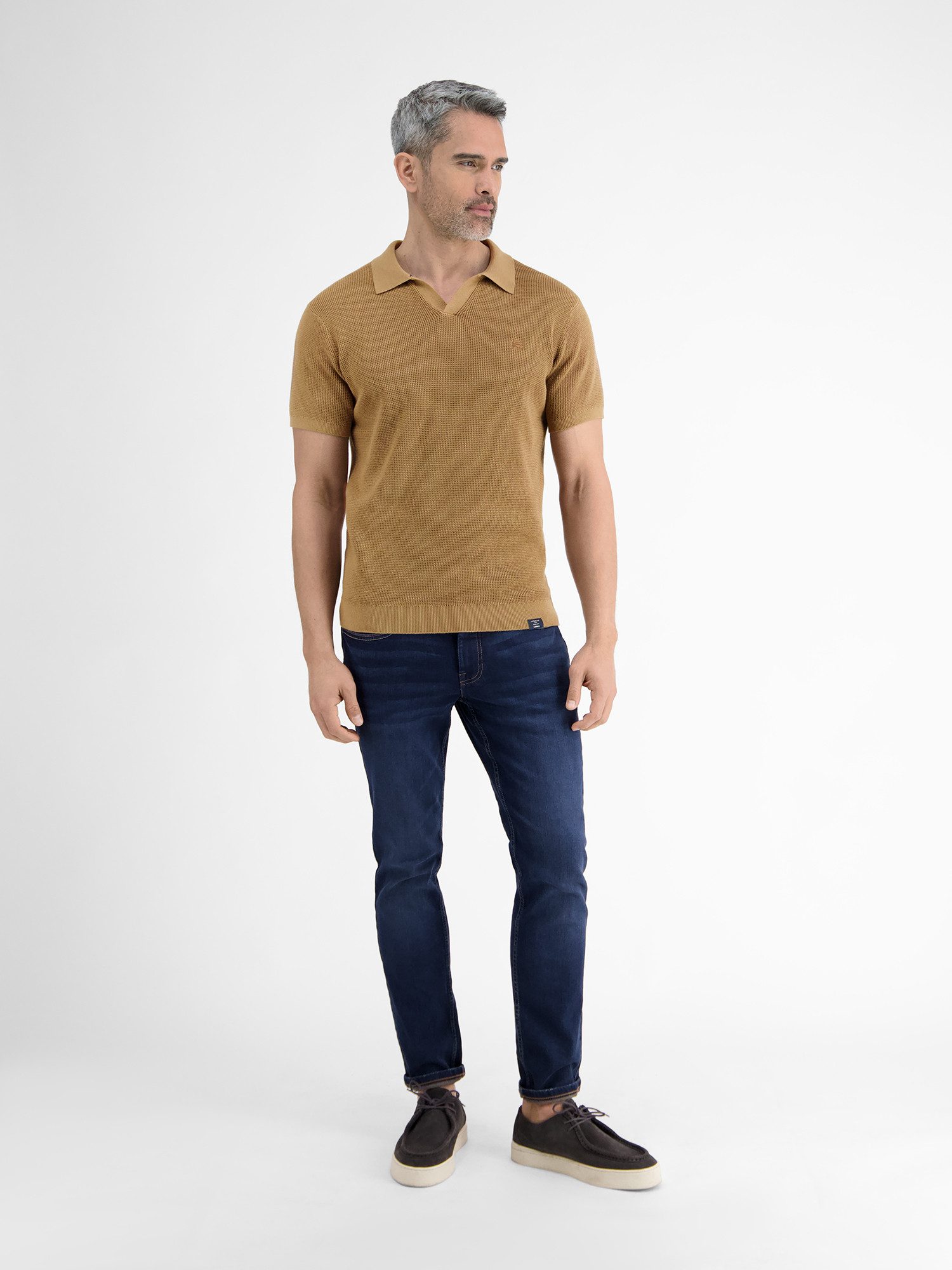 Lerros Poloshirt LERROS Heren gebreide polo met open kraag