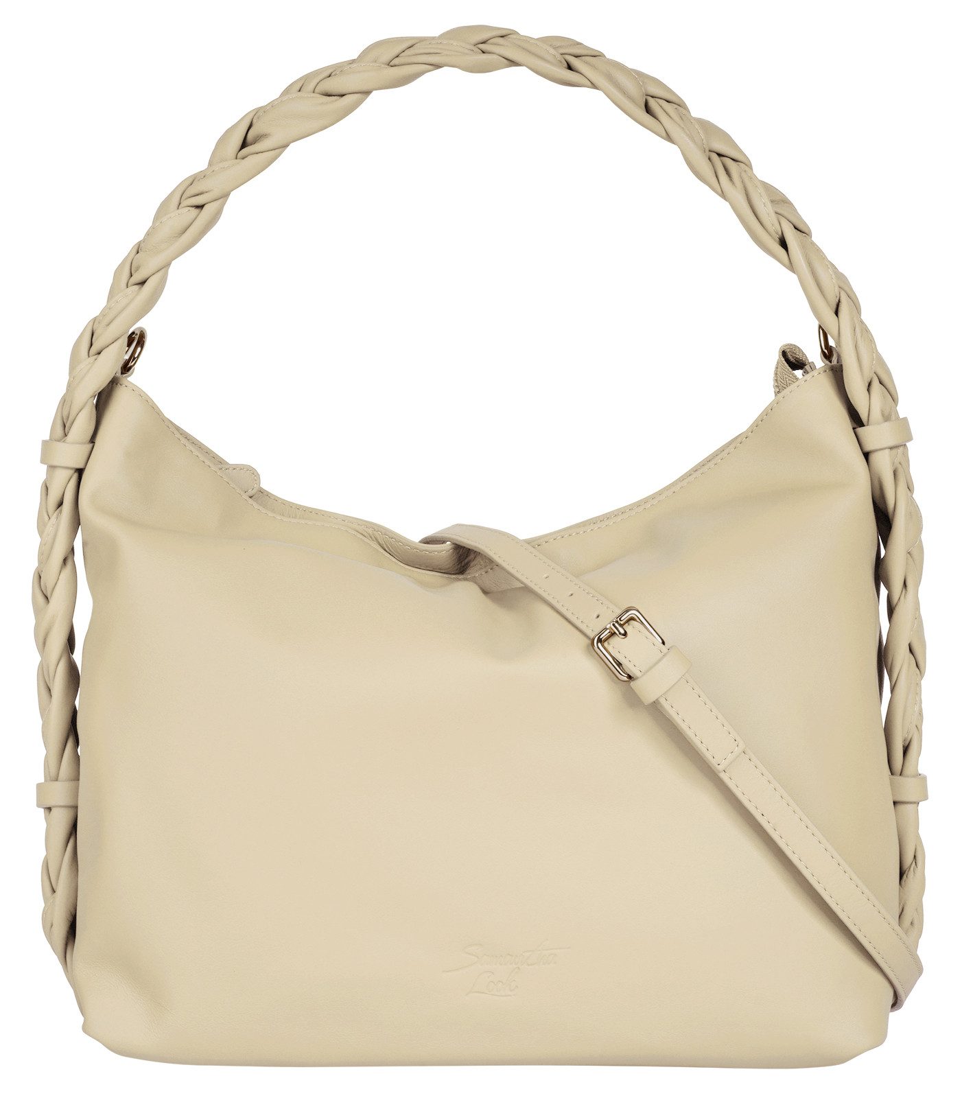 Samantha Look Schoudertas echt leer, made in italy dames tassen maat Onesize beige