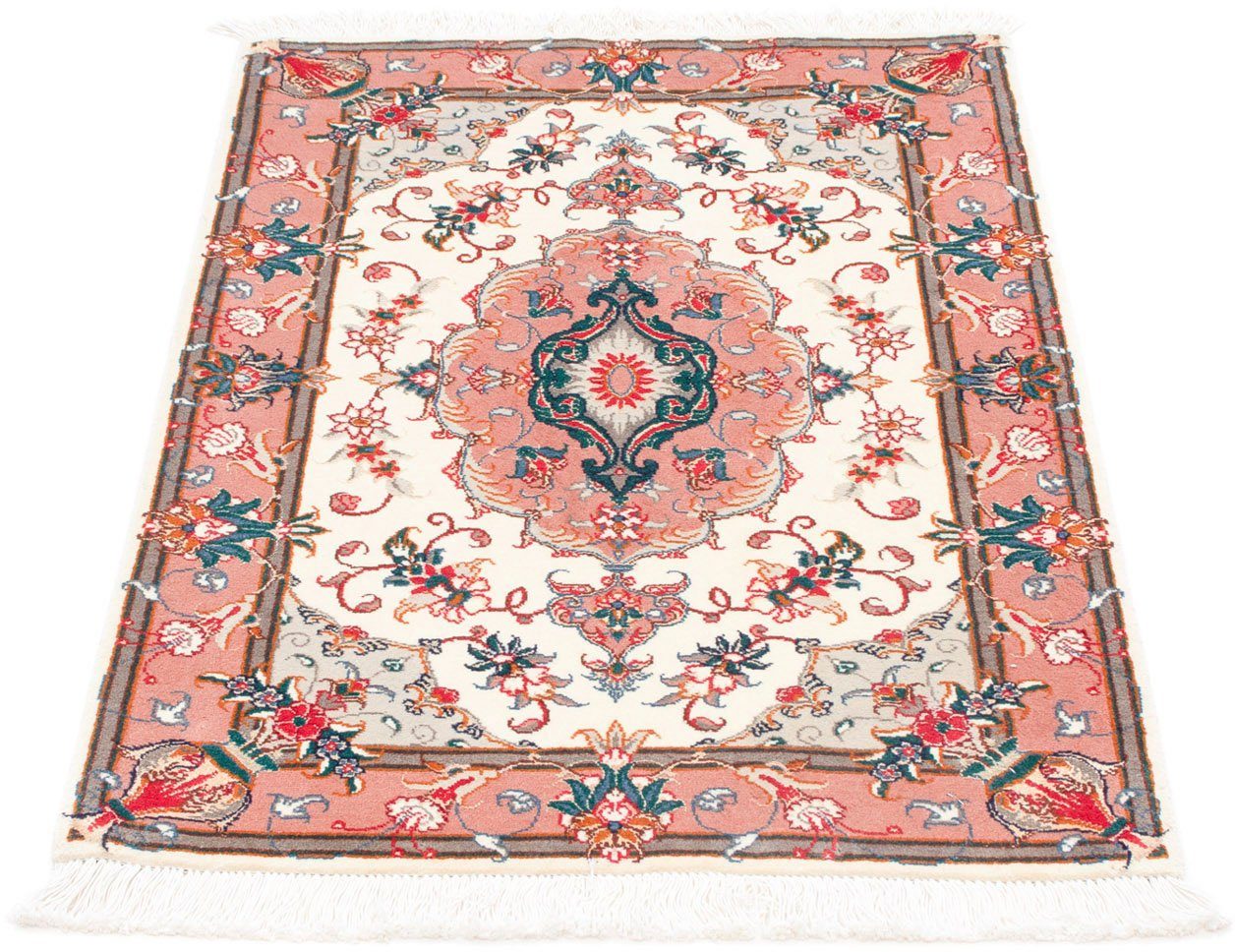 morgenland Wollen kleed Täbriz - 50 Raj bloemmotief beige 92x 61 cm Handgeknoopt
