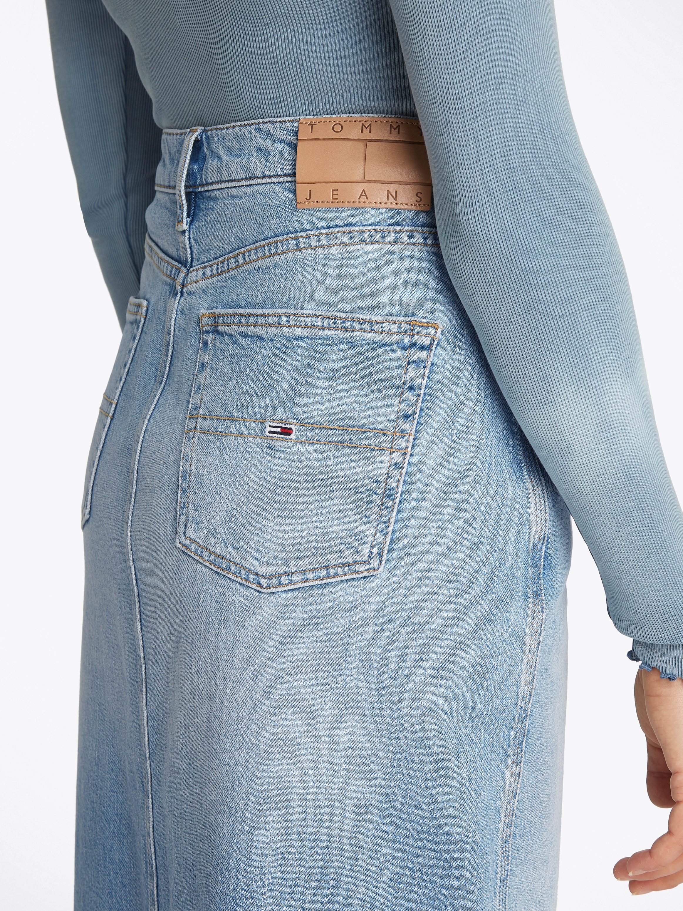 TOMMY Jeans rok CLAIRE MAXI SKIRT BI0112 in maxi-lengte, in lichtblauwe was