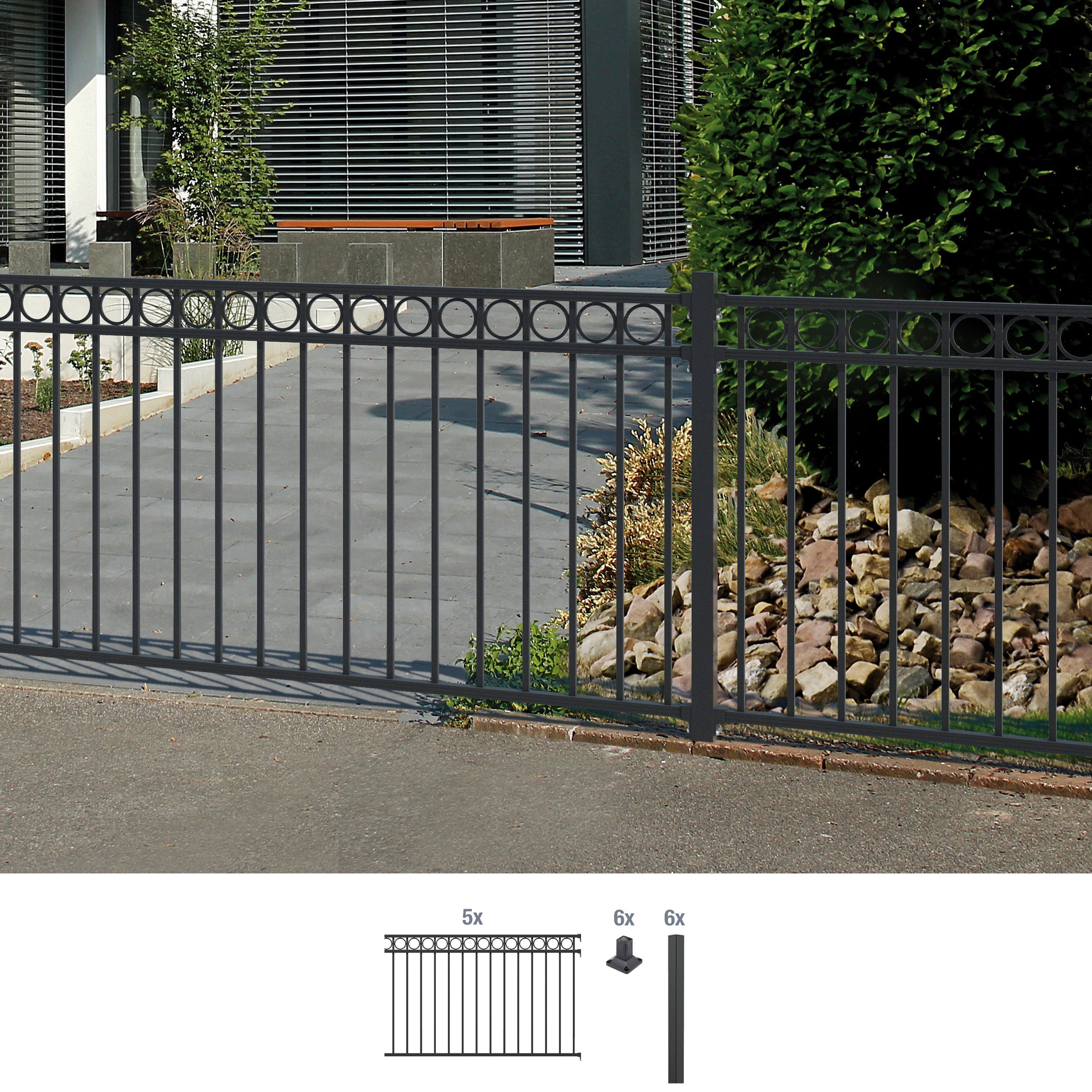 GAH Alberts Metalen hek Circle Hoogte: 100 en 120 cm, totale lengte: 10 m, om vast te schroeven (set)