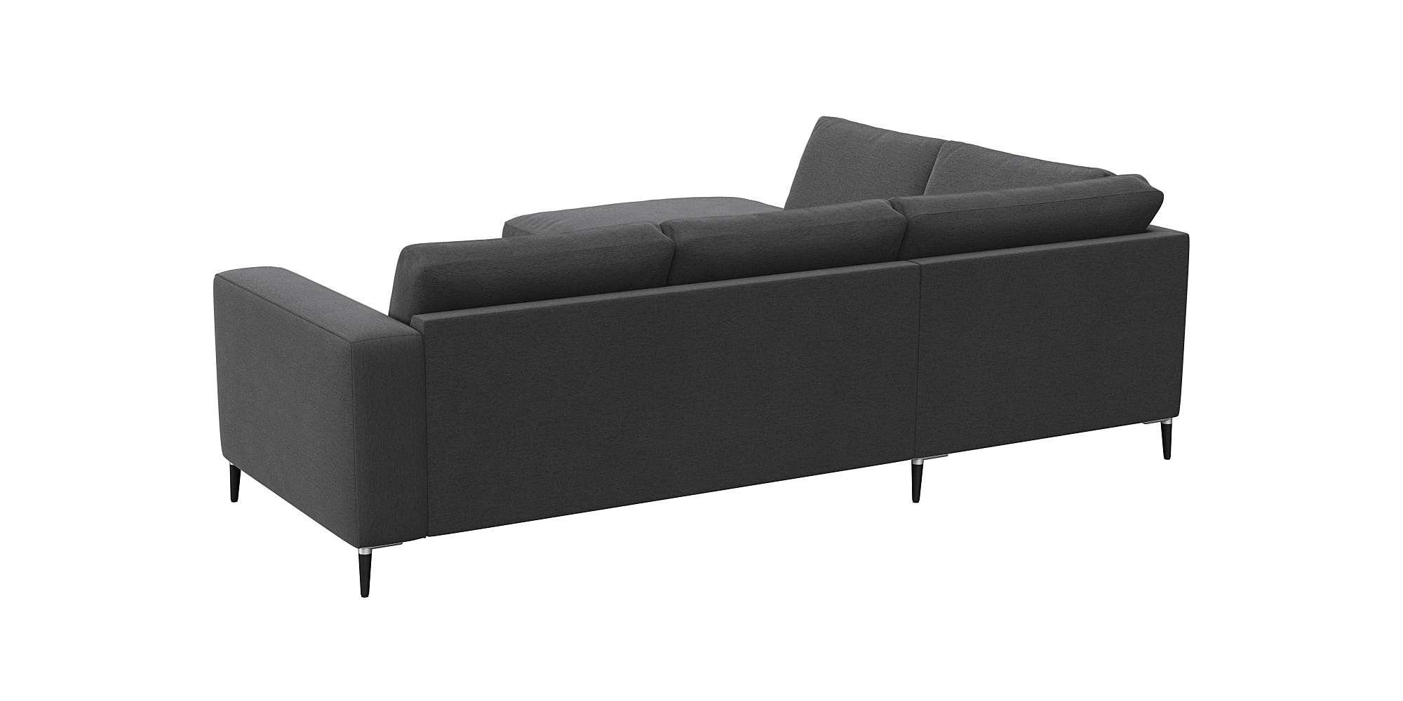 FLEXLUX Hoekbank Fiore, L-vorm brede armleuningen, aluminium/zwarte poten, bxd 241x225 cm, koudschuim in de zitting