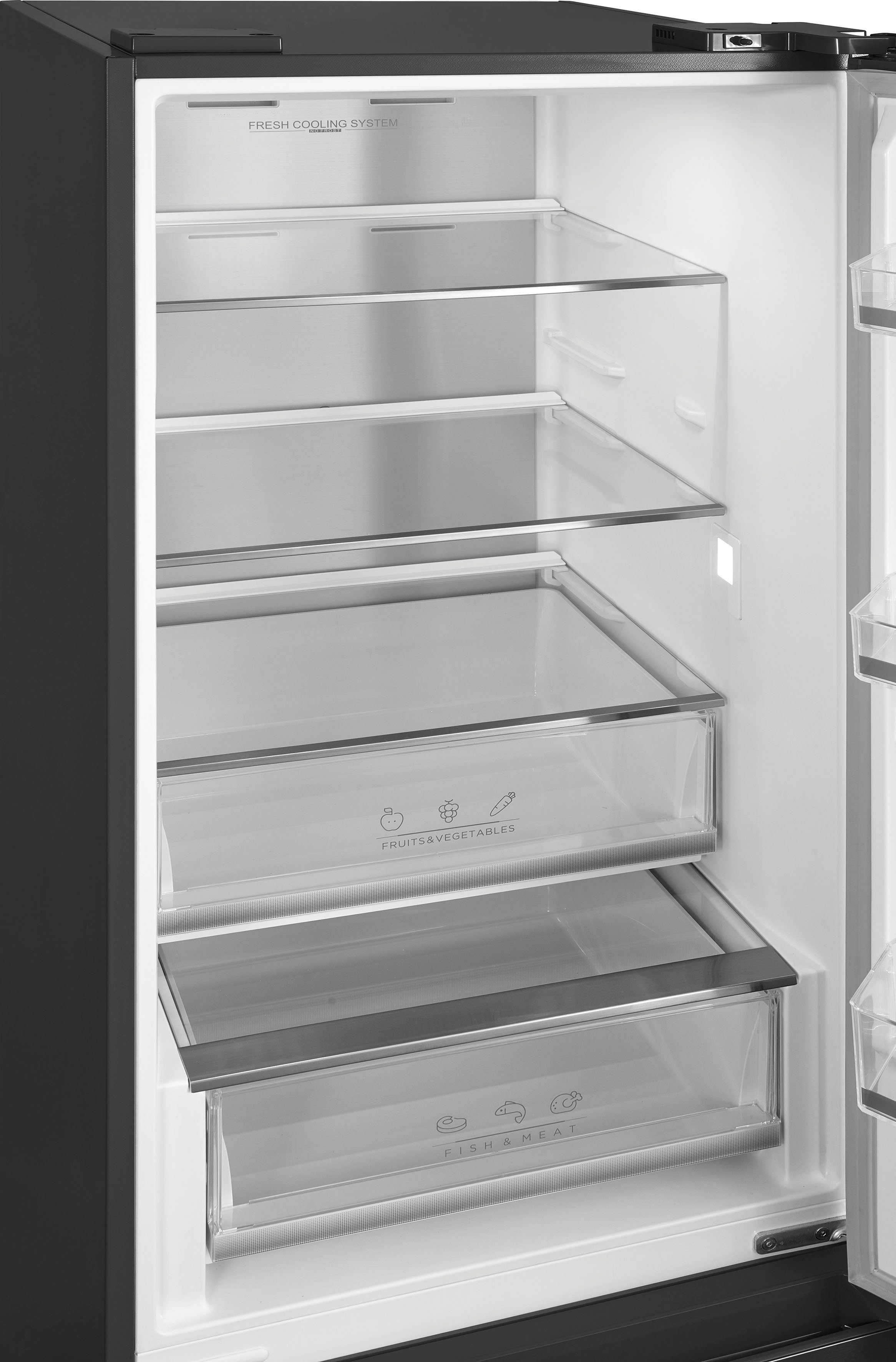 Hanseatic Koel-vriescombinatie HKGK20060ANFI NoFrost, automatische ontdooiing, QuickFreeze, vakantiemodus, display