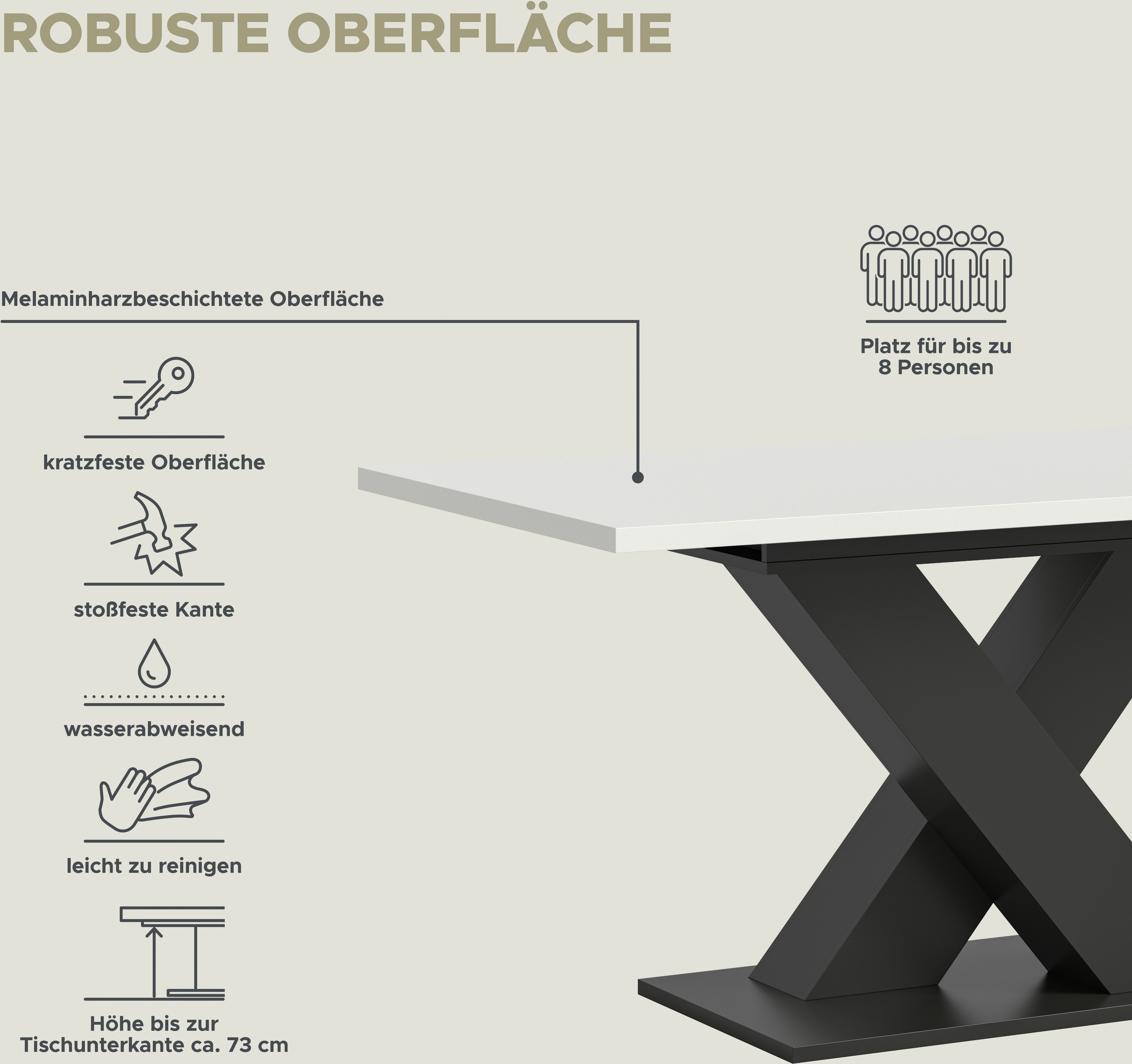 INOSIGN Eettafel Motus, uitschuifbaar 150 - 190 cm, inclusief 40 cm inlegplaat