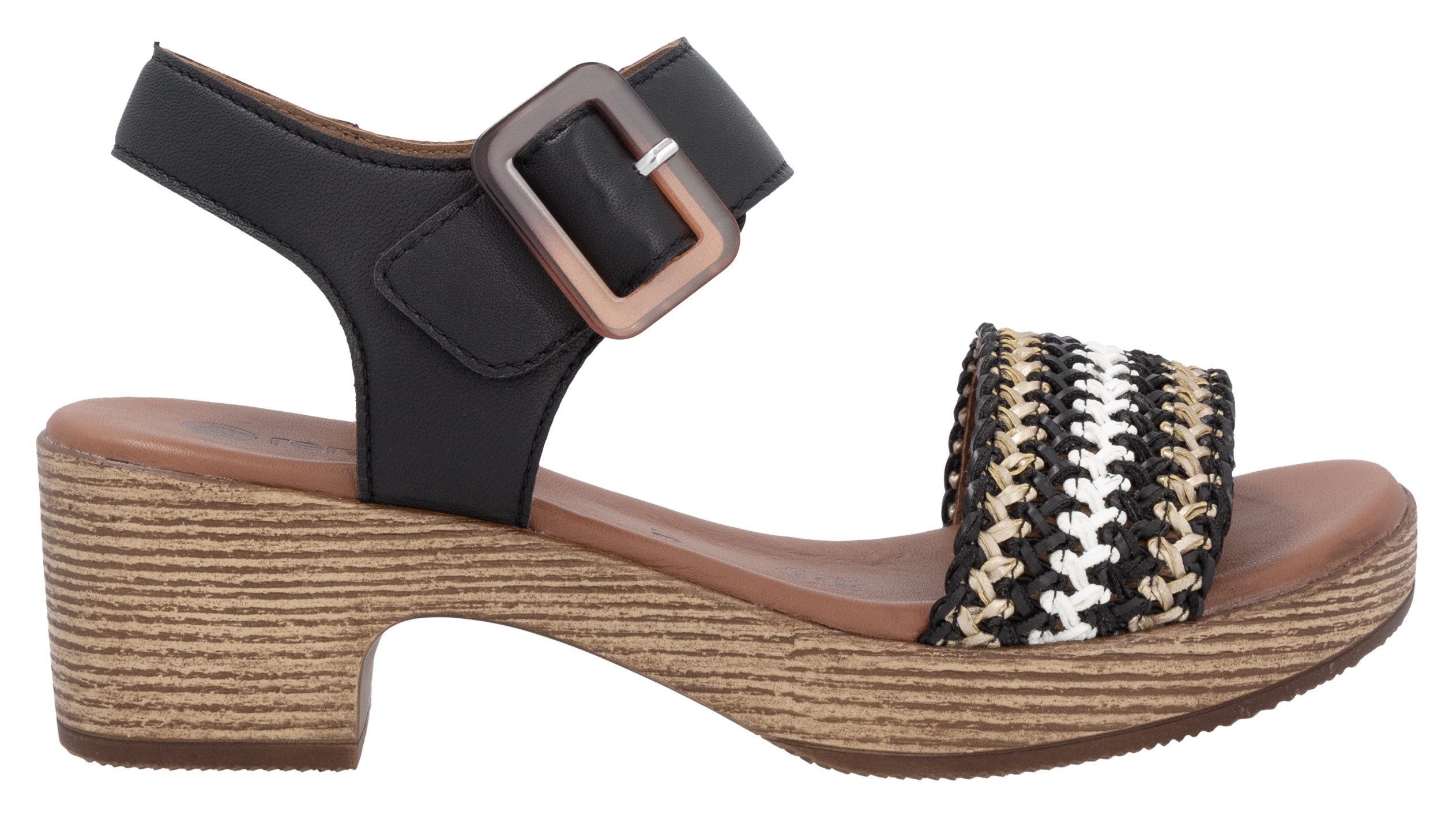 Remonte Sandaaltjes , blockhak, plateau, sandaal, zomerschoen met bandage in jute-look