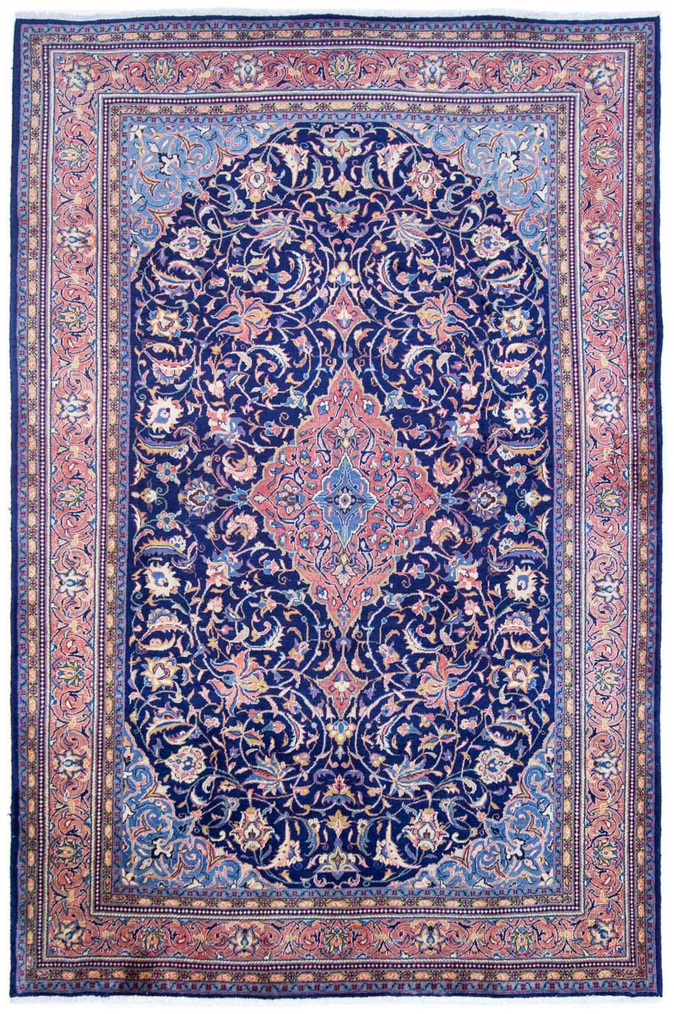 morgenland Wollen kleed Sarough medaillon Blu 282 x 195 cm Uniek exemplaar met certificaat