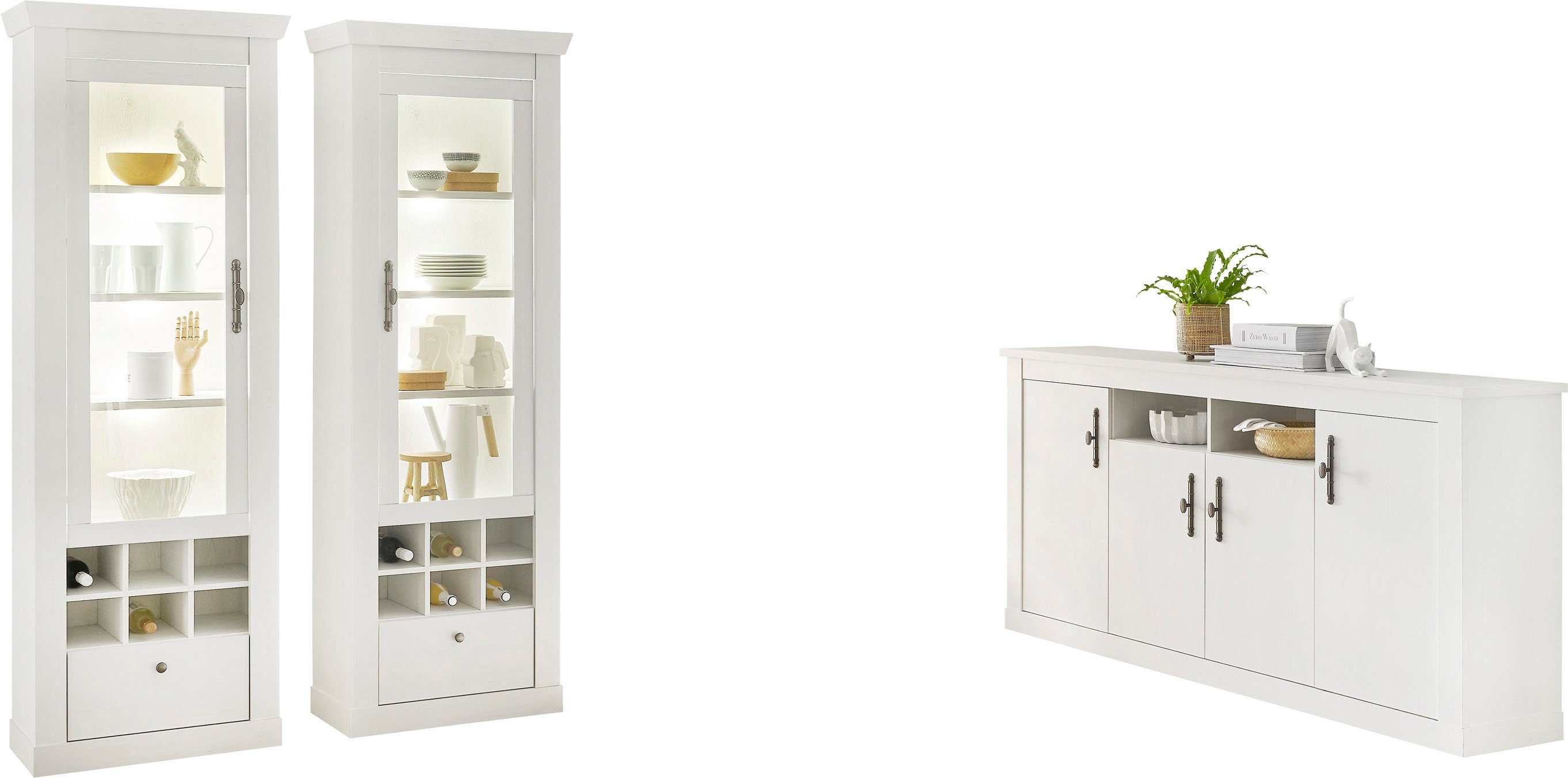 Home affaire Wandmeubel Ravenna in romantische landelijke stijl, grepen van metaal, soft-closefunctie (3-delig)