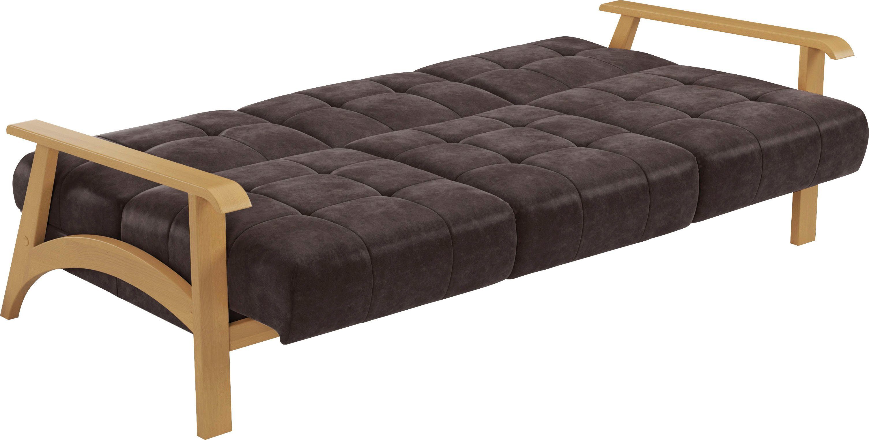 sit&more 3-zitsbank Billund Armleuningen van eikenkleurig beukenhout, verschillende bekledingen en kleuren