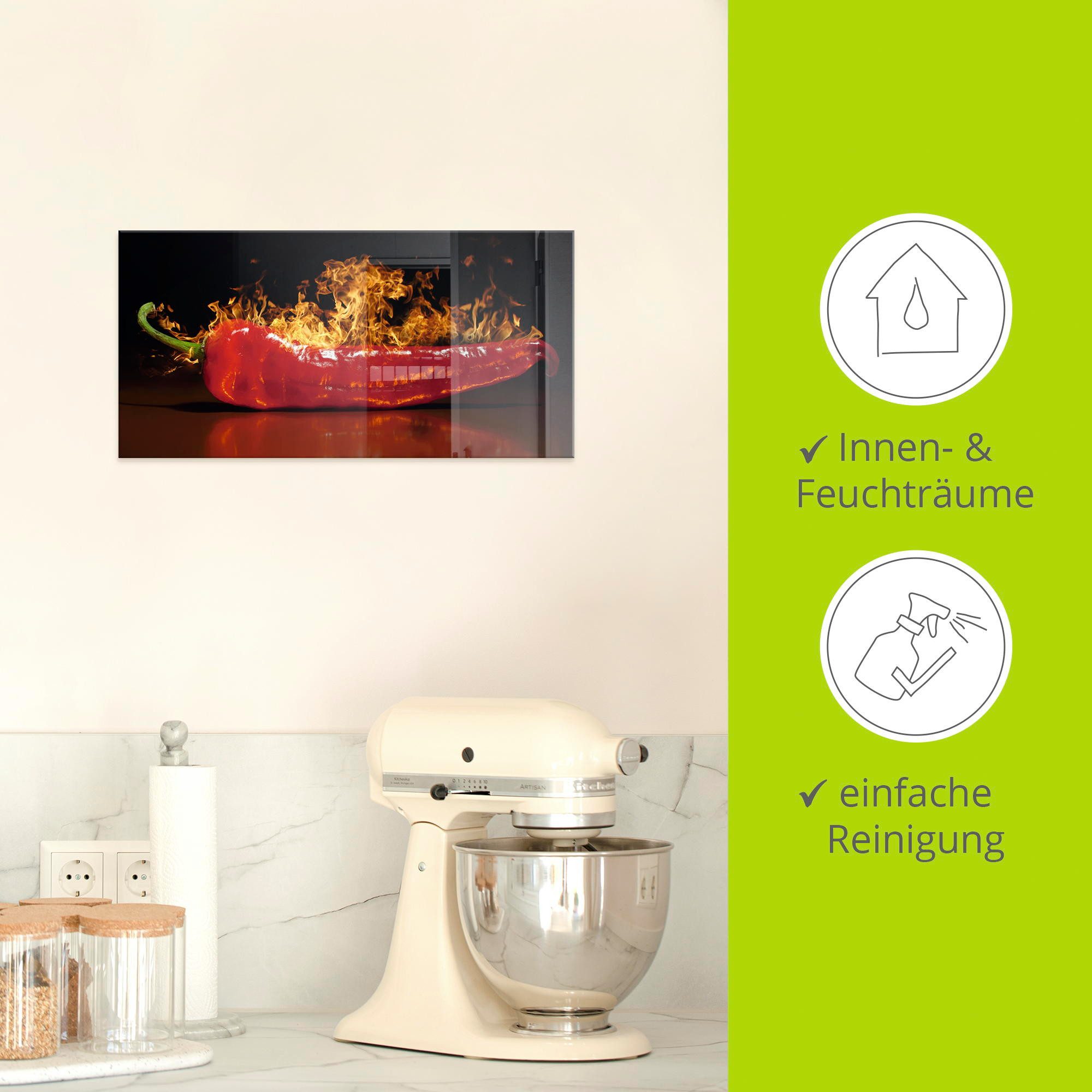 Artland Print op glas Rode hete chilipeper in verschillende maten