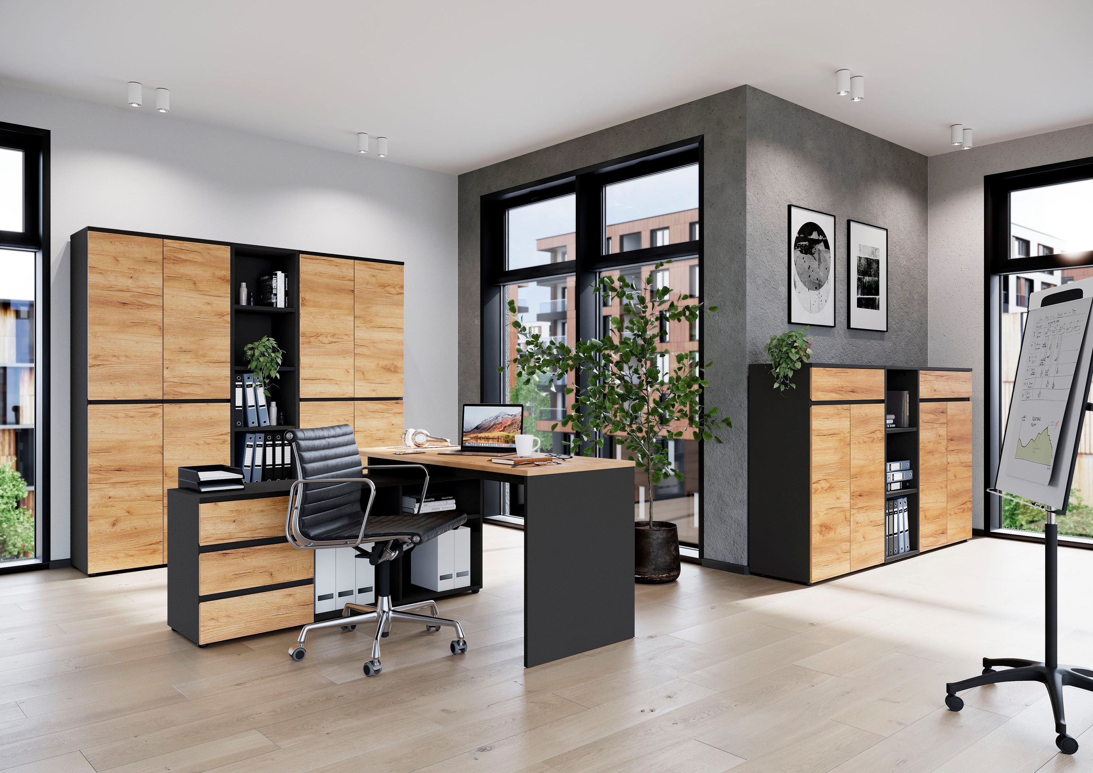 GERMANIA Hoekbureau GW-Lissabon hoekbureau met geïntegreerd dressoir, rechts of links te monteren