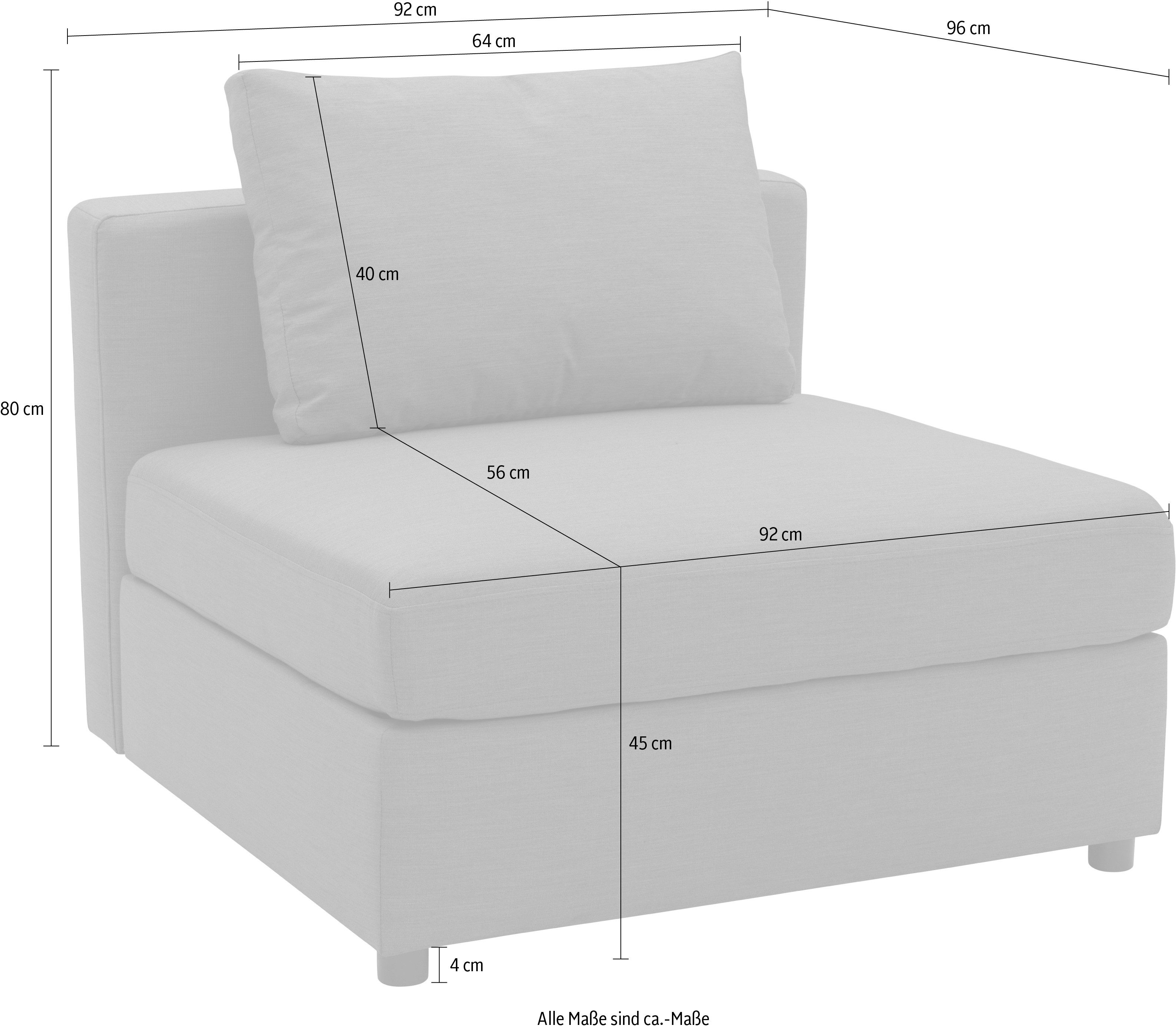 DOMO collection Sofaelement Solskin, individueel uitbreidbaar/combineerbaar met losse kussens. rug- en zijpanelen als steeksysteem.