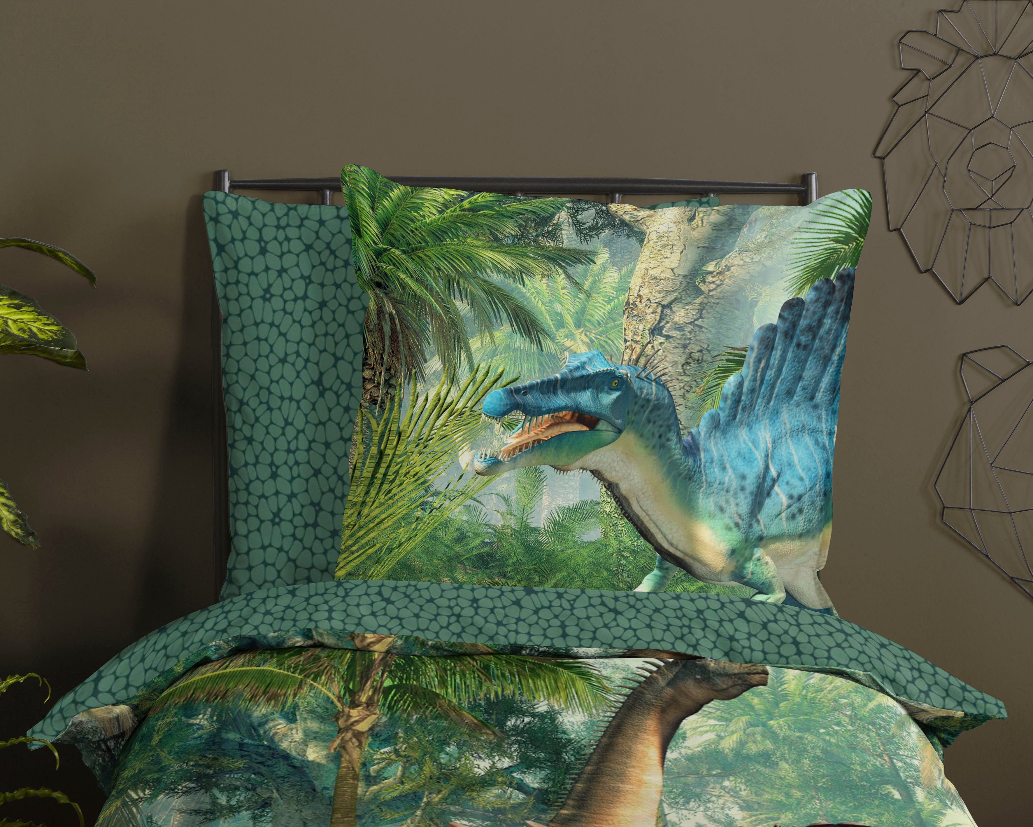 good morning Kinderovertrekset Jurassic Katoen, 135x200, Rits, Omkeerbaar, Kind, Dinosaurus, Jongens (2-delig)