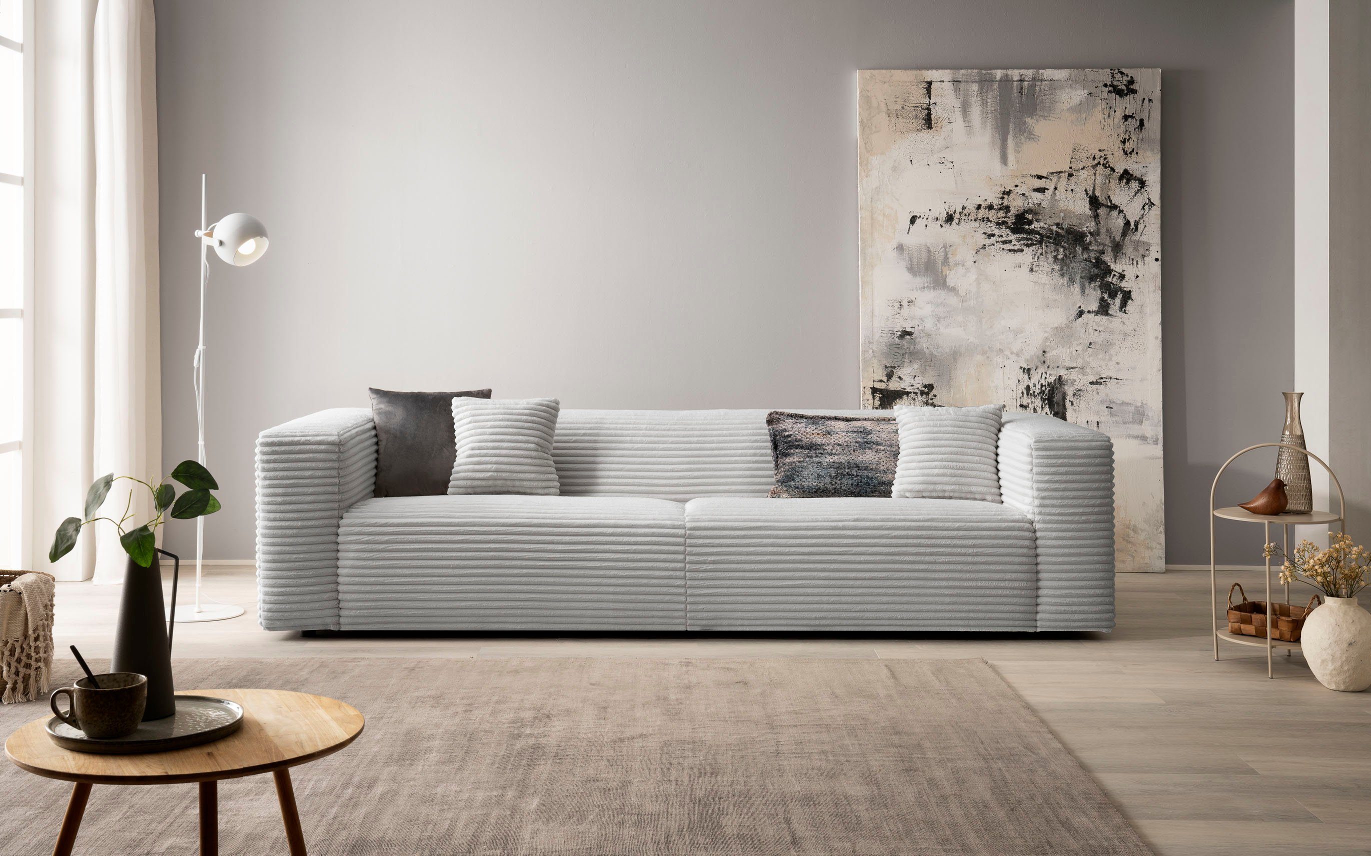 andas 3-zitsbank BAKELS, bank in cord of bouclé stof, sofa in modern ontwerp comfortabele zitcomfort, in 2 stoffen en 8 kleuren beschikbaar