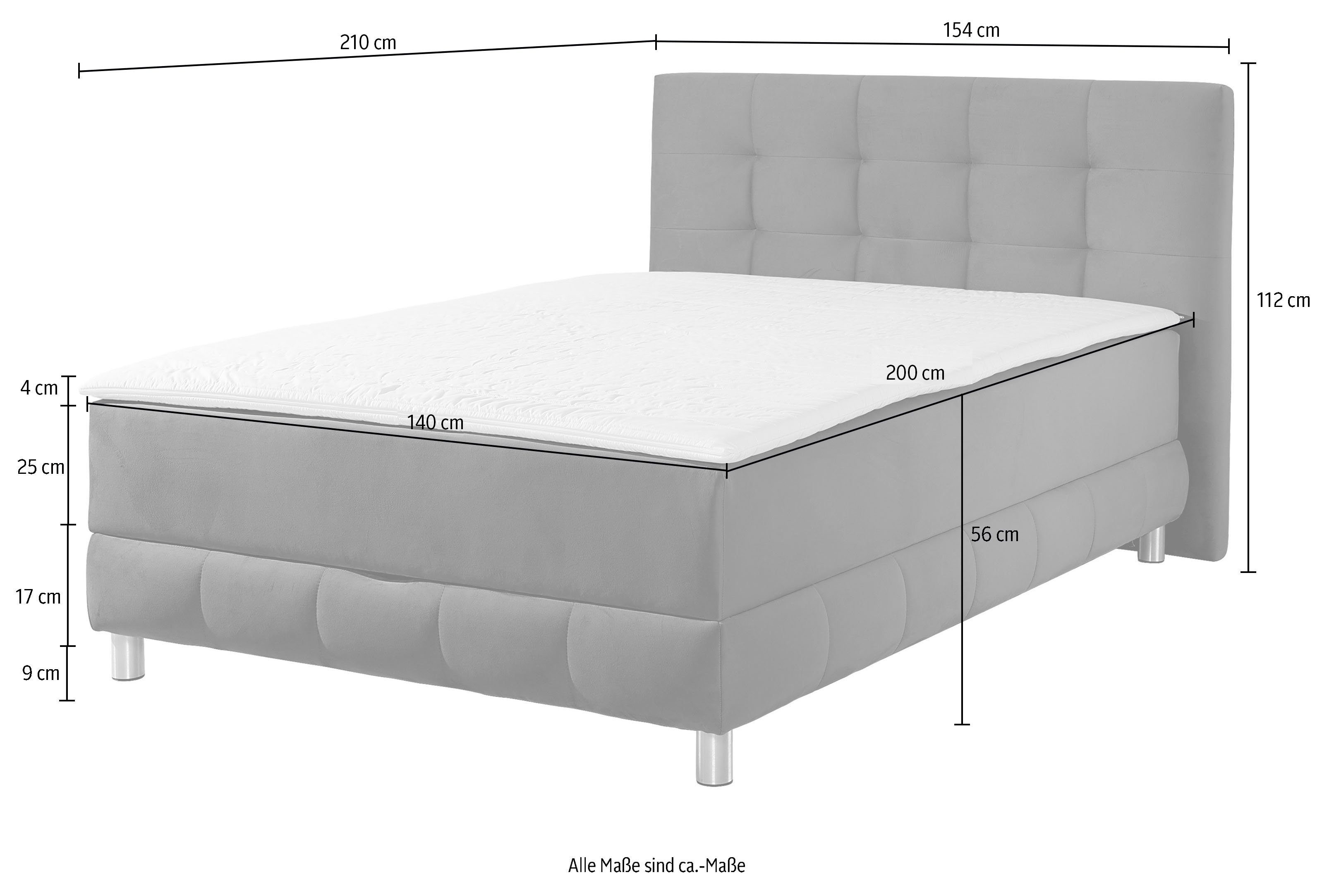 INOSIGN Boxspring Vaasa inclusief bedlade & topper, xxl-uitvoering, extra lengte 220 cm